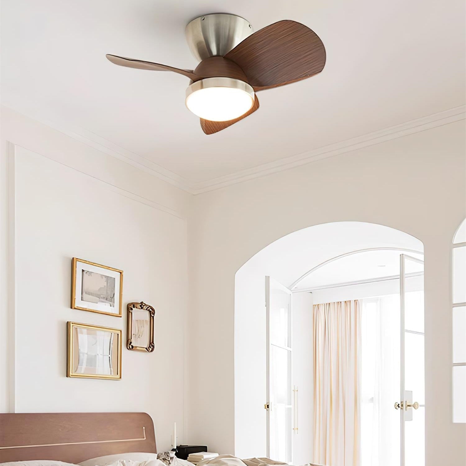 Deckenventilator mit Licht Holz, LED Ventilator Decke Leise Ø61 cm