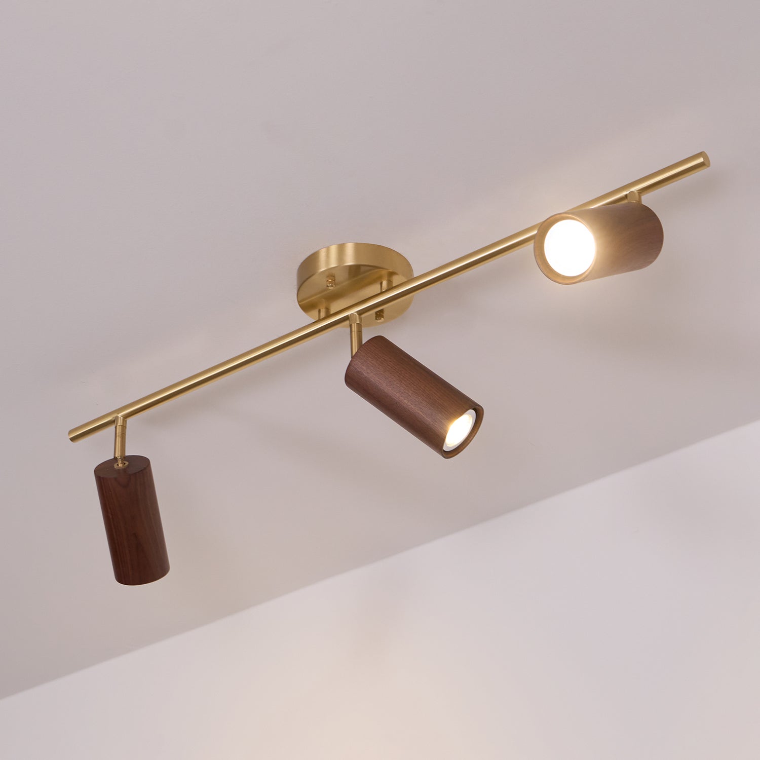 LED Deckenstrahler Schienensystem Holz, Deckenleuchte Verstellbar 1-4 Flammig