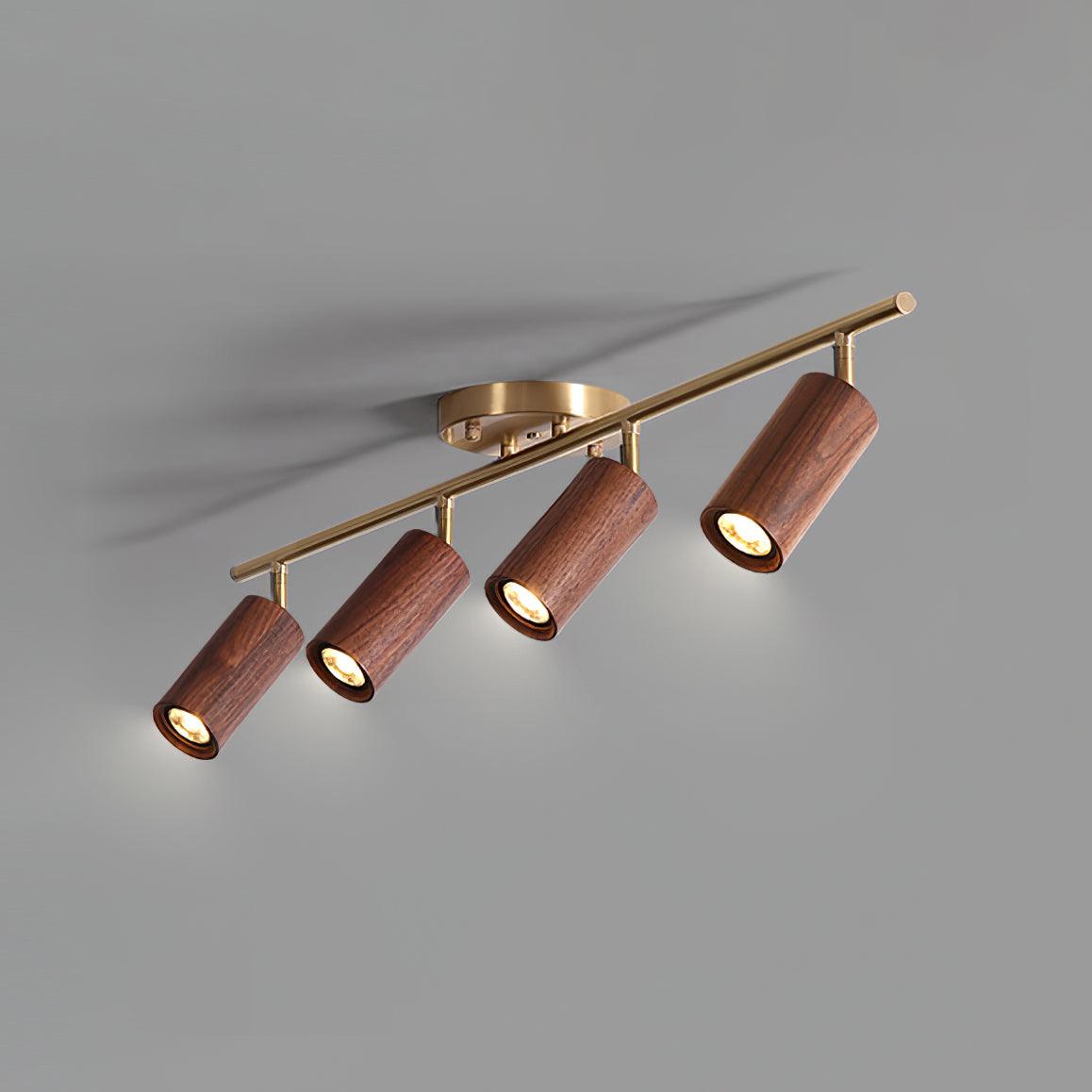 LED Deckenstrahler Schienensystem Holz, Deckenleuchte Verstellbar 1-4 Flammig
