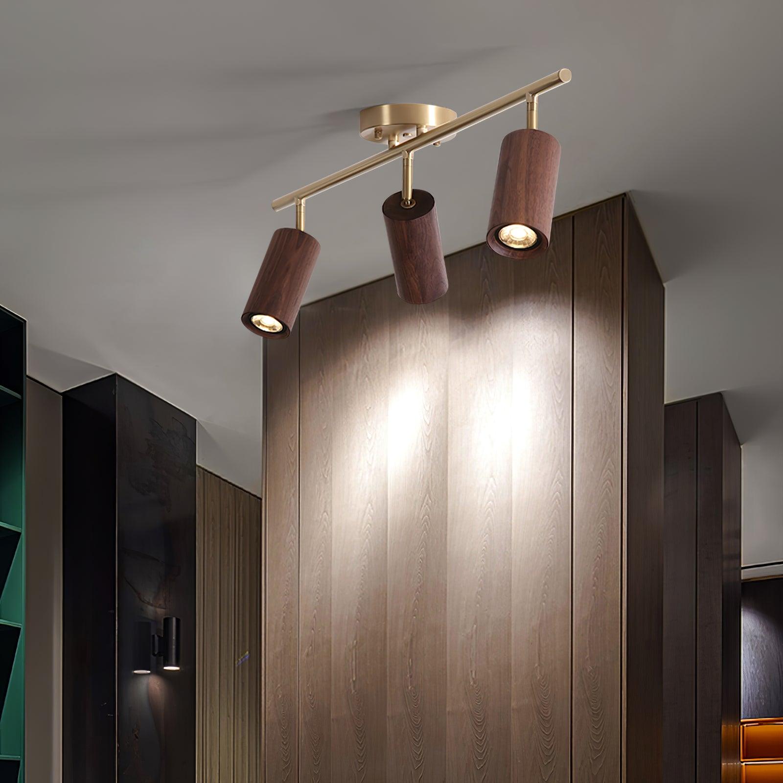 LED Deckenstrahler Schienensystem Holz, Deckenleuchte Verstellbar 1-4 Flammig