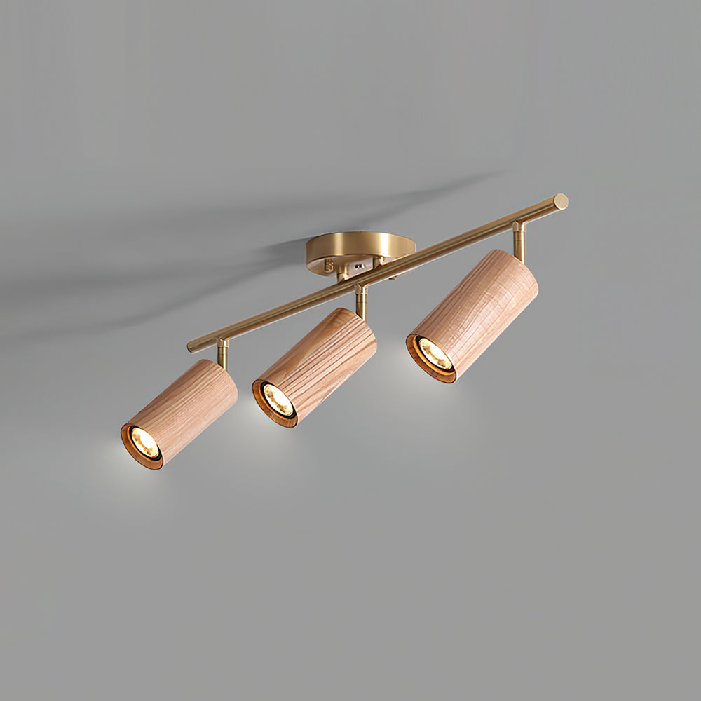 LED Deckenstrahler Schienensystem Holz, Deckenleuchte Verstellbar 1-4 Flammig