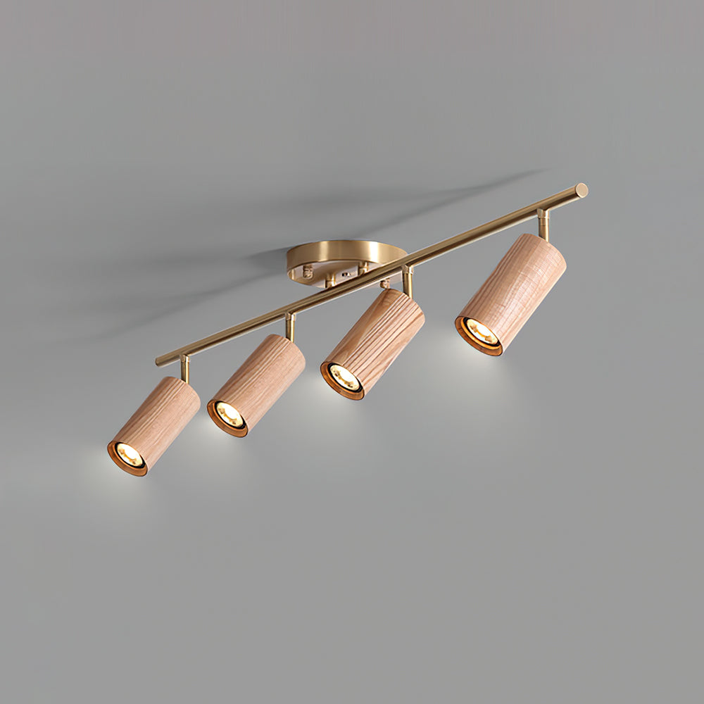 LED Deckenstrahler Schienensystem Holz, Deckenleuchte Verstellbar 1-4 Flammig