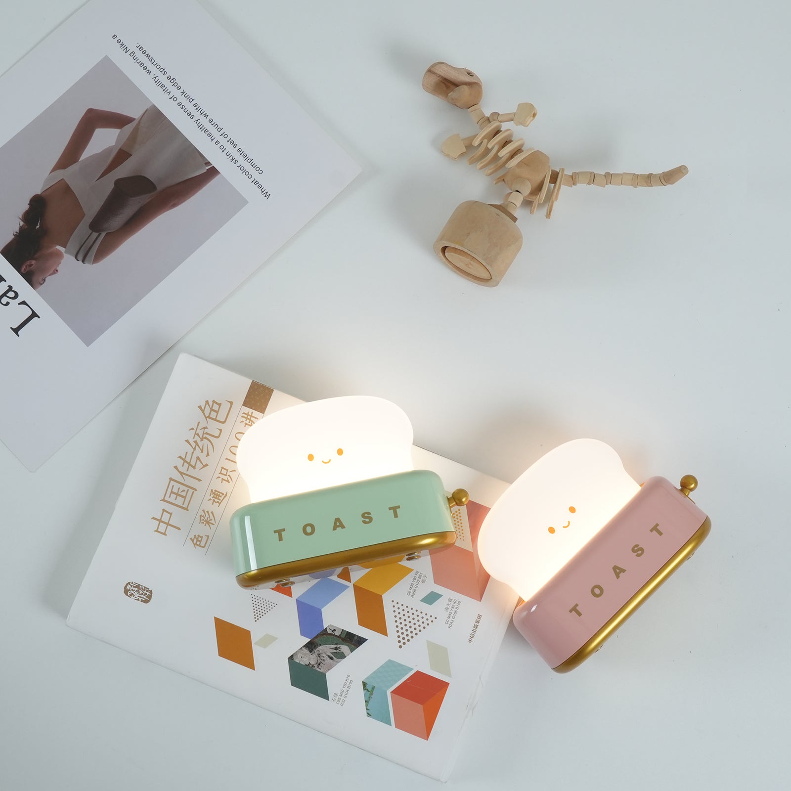 Toaster Nachtlicht LED dimmbar, Kabellose Tischlampe