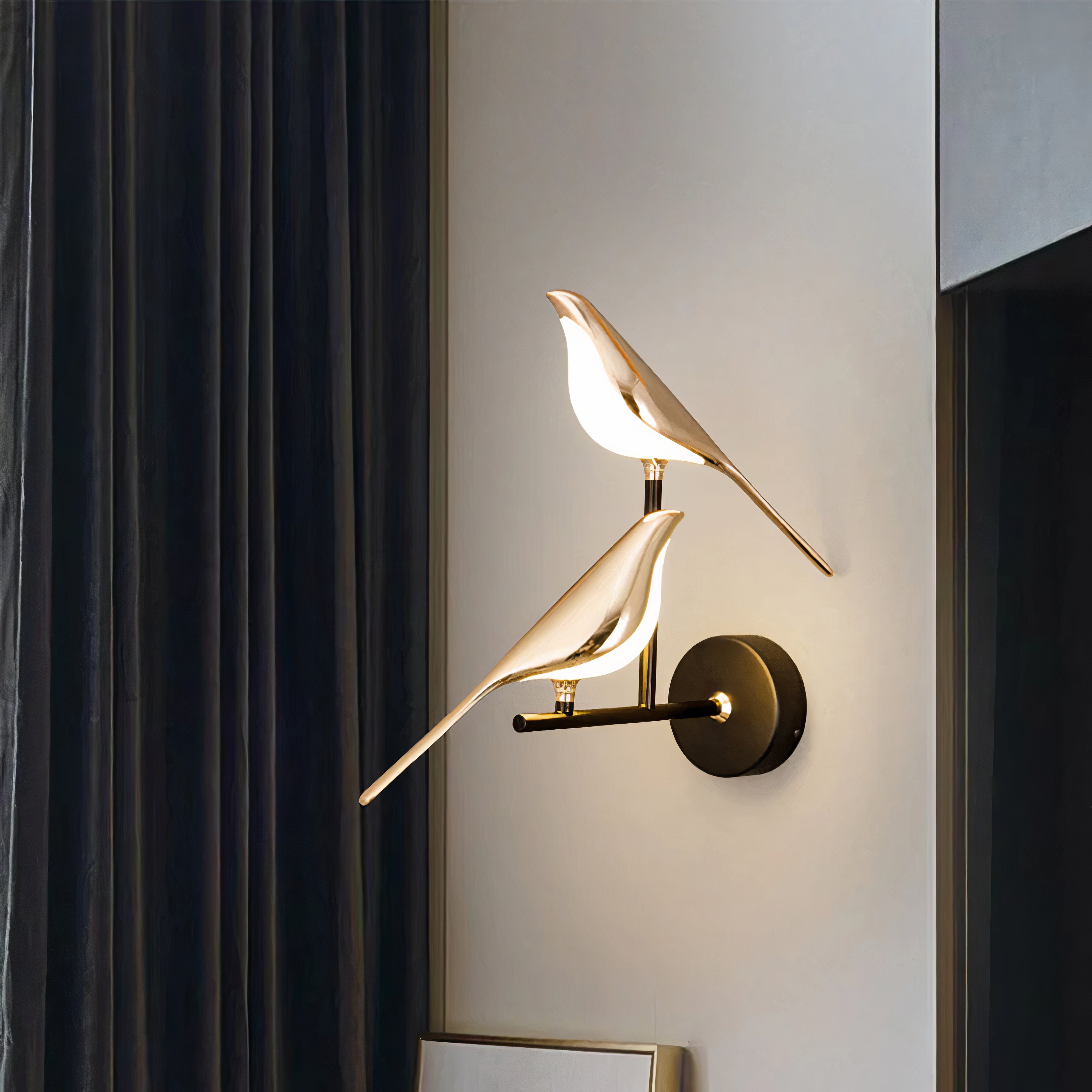 LED Wandlampe Vogel Design Gold, Dimmbar, Modernes Design