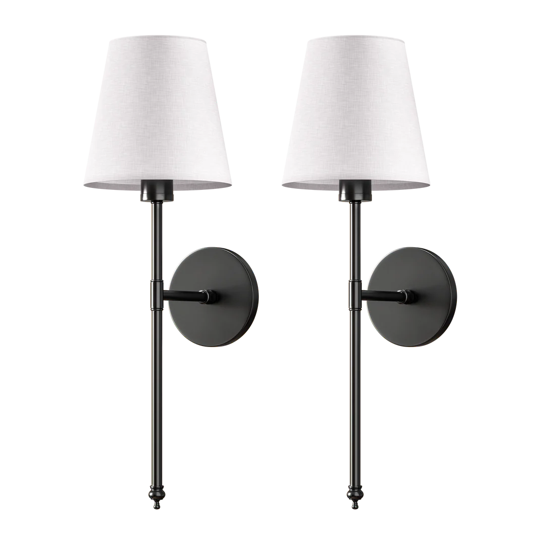 Kabellose Wandleuchte ohne Bohren, LED Wandlampe Stoffschirm 2er Set