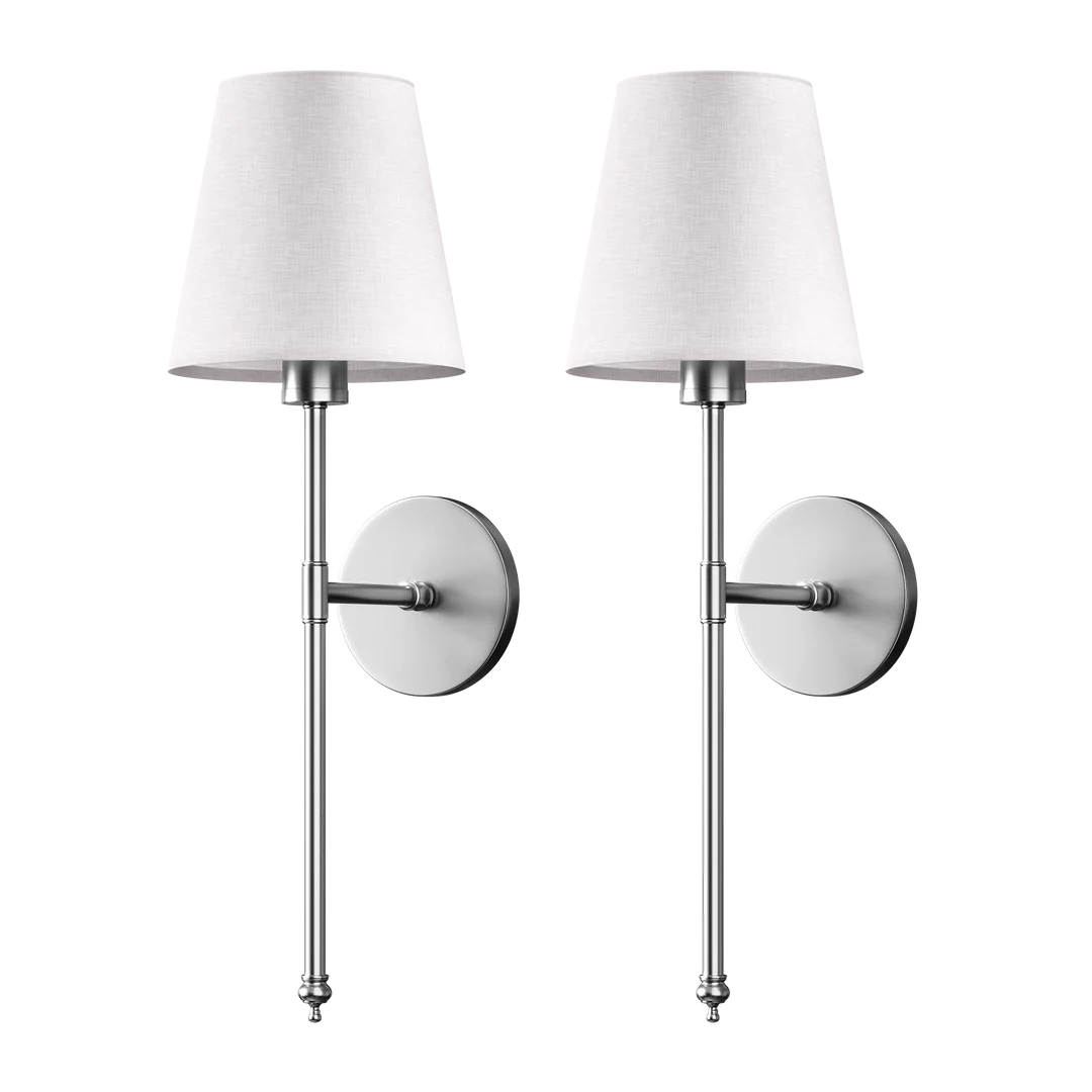 Kabellose Wandleuchte ohne Bohren, LED Wandlampe Stoffschirm 2er Set