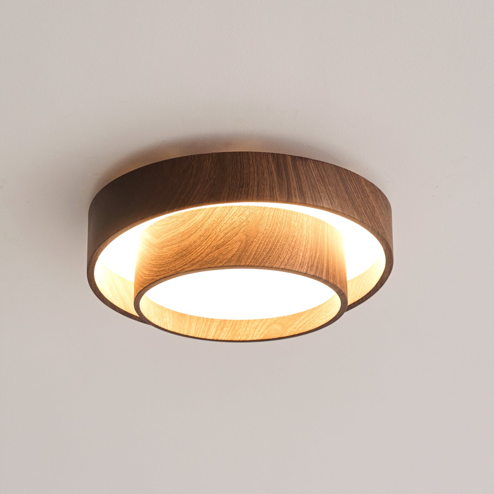 LED Deckenleuchte Holzoptik Rund, Moderne Deckenlampe Walnuss Ø40/50 cm