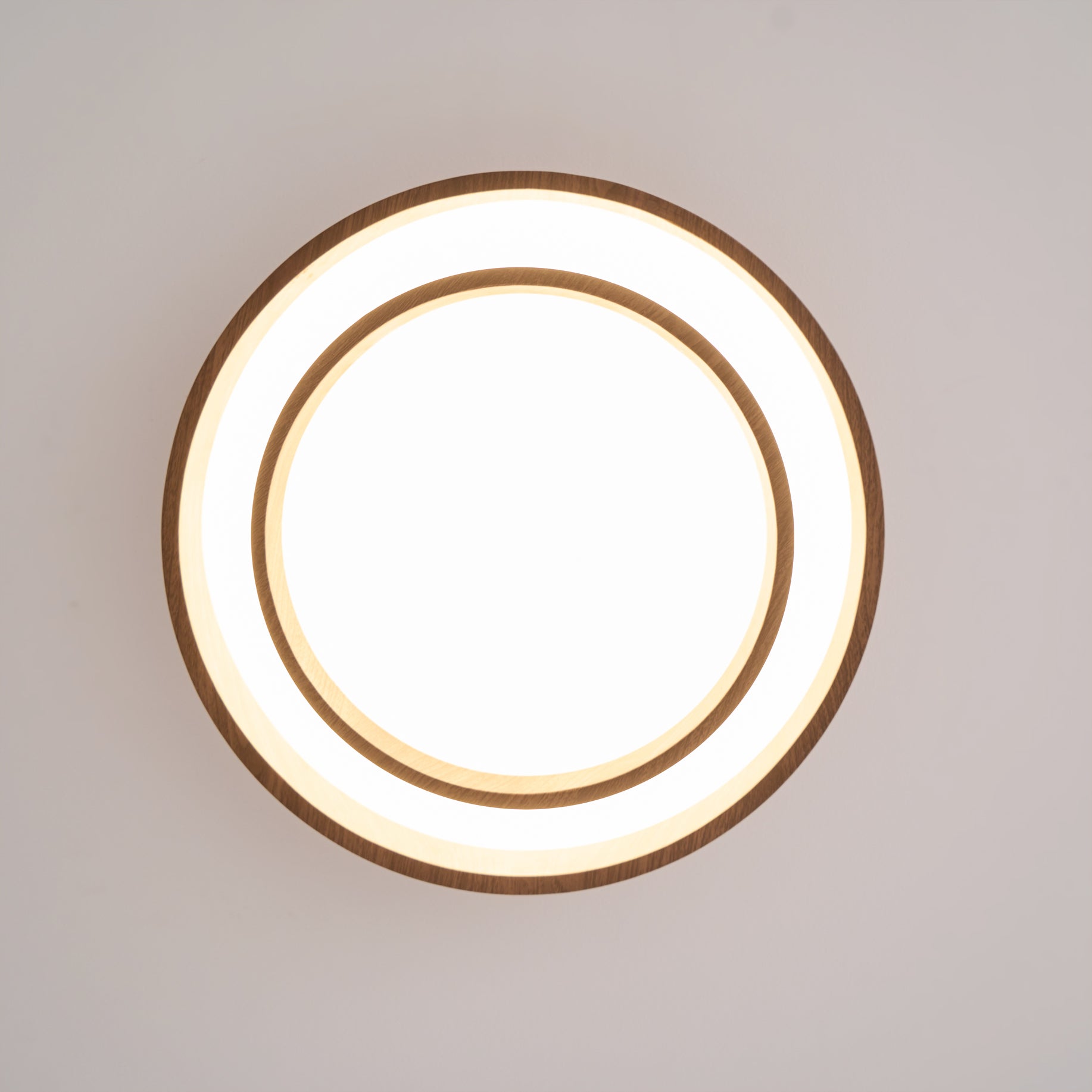 LED Deckenleuchte Holzoptik Rund, Moderne Deckenlampe Walnuss Ø40/50 cm
