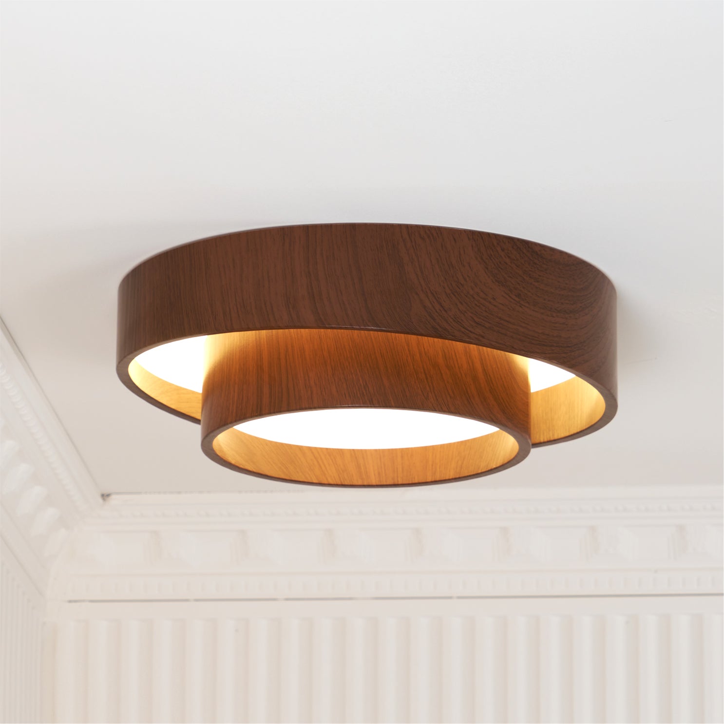 LED Deckenleuchte Holzoptik Rund, Moderne Deckenlampe Walnuss Ø40/50 cm