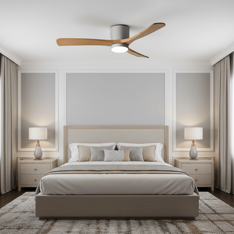 Deckenventilator mit Licht Leise Holz, LED Ventilator DC Motor 106–132 cm