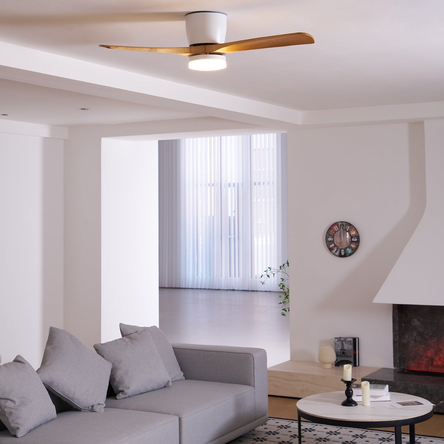 Deckenventilator mit Licht Leise Holz, LED Ventilator DC Motor 106–132 cm