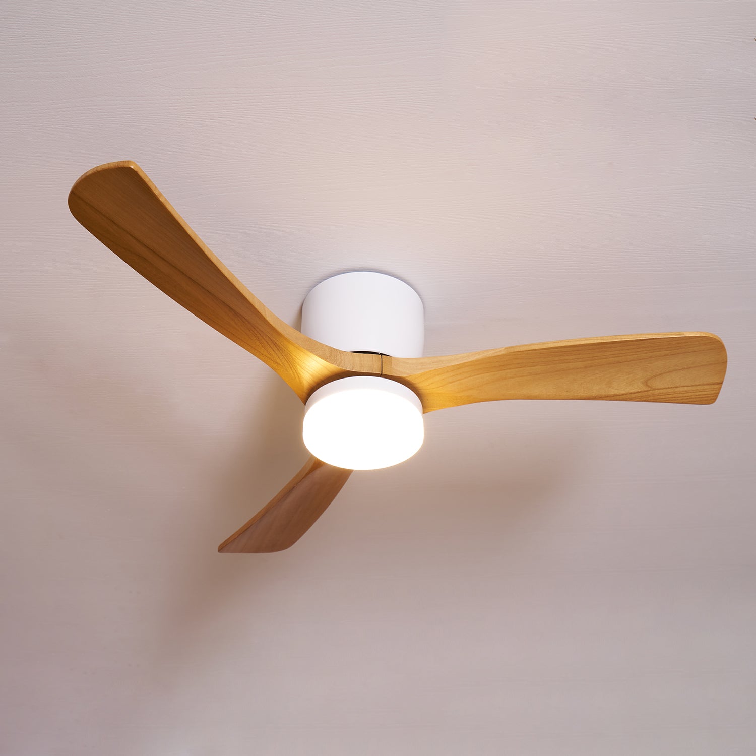 Deckenventilator mit Licht Leise Holz, LED Ventilator DC Motor 106–132 cm