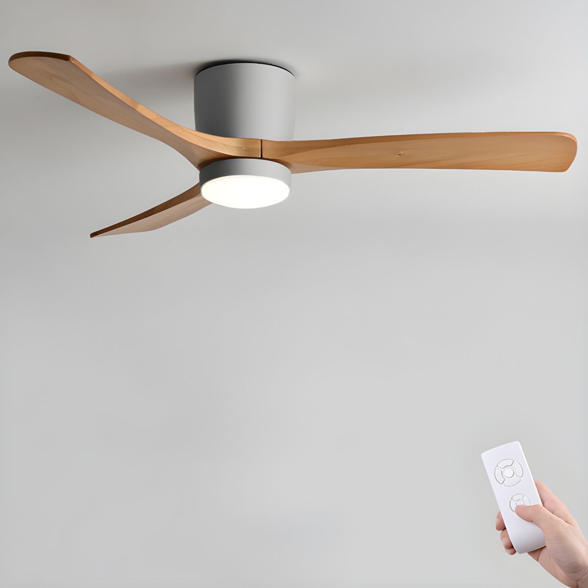 Deckenventilator mit Licht Leise Holz, LED Ventilator DC Motor 106–132 cm