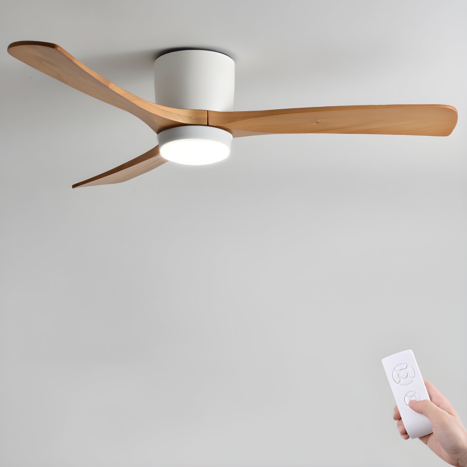 Deckenventilator mit Licht Leise Holz, LED Ventilator DC Motor 106–132 cm