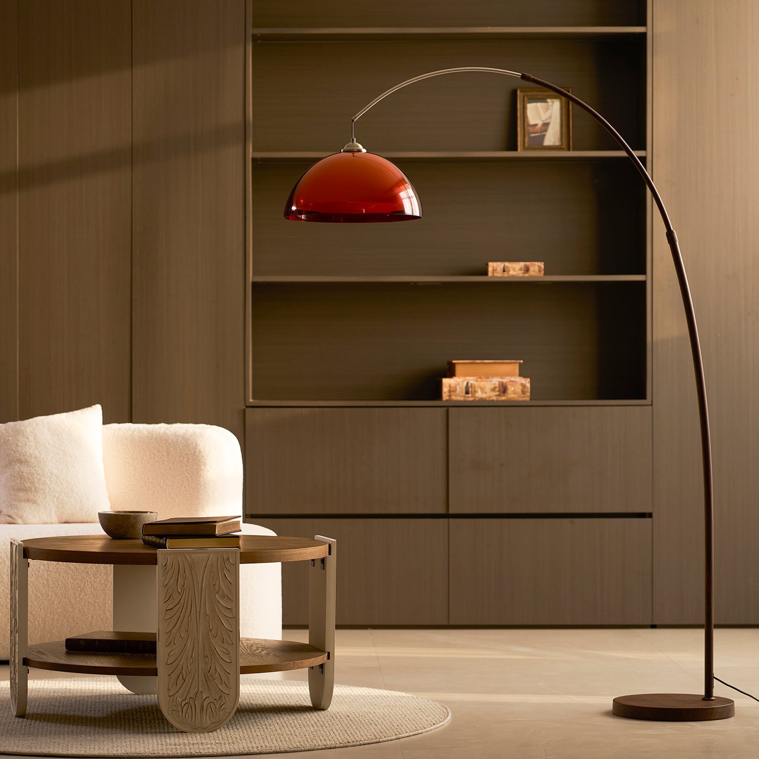 Bogen Stehlampe Holzoptik, Design Stehleuchte Verstellbar E27