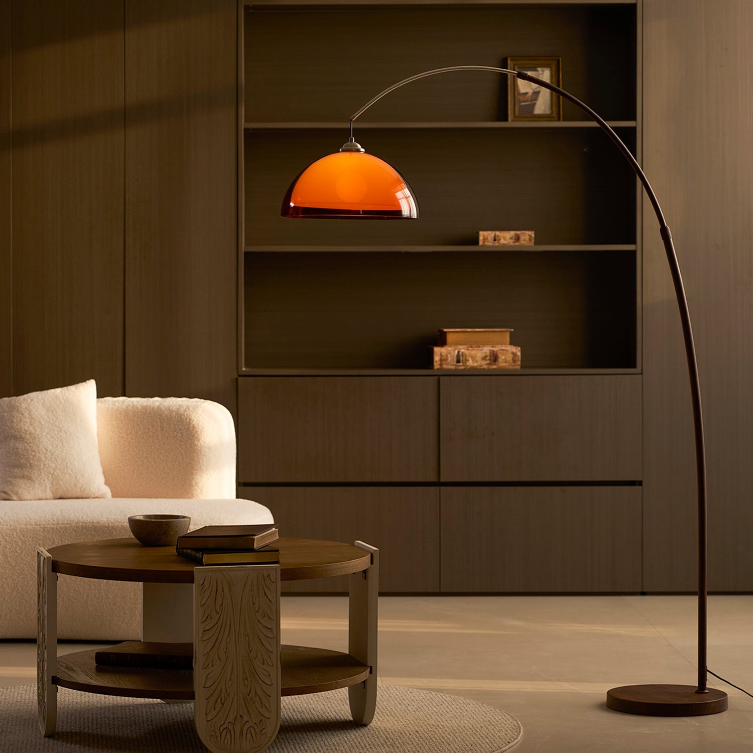 Bogen Stehlampe Holzoptik, Design Stehleuchte Verstellbar E27