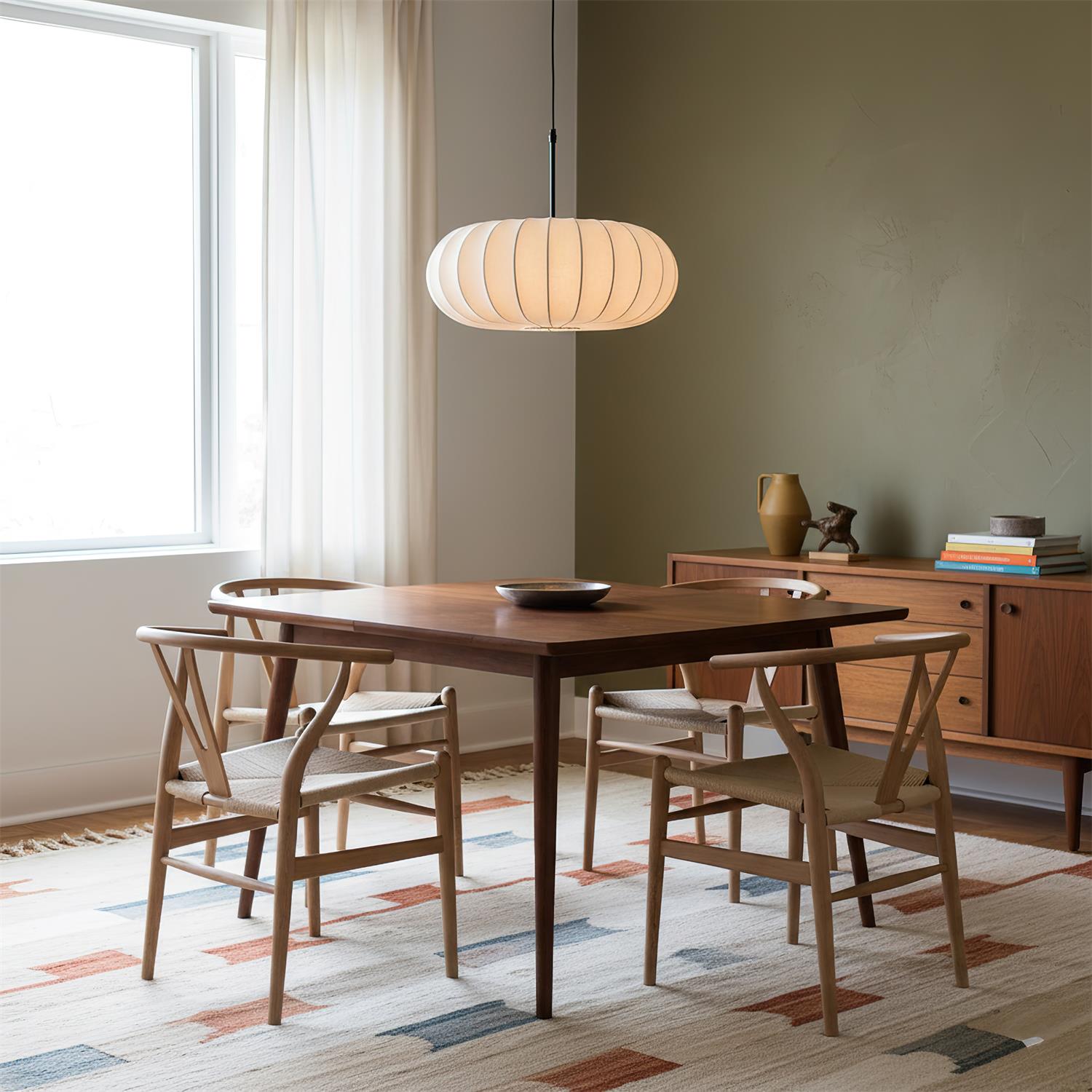 Stoff Pendelleuchte rund, Hängeleuchte Stoffschirm modern