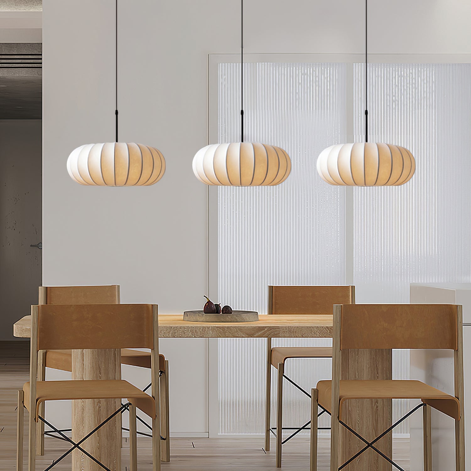 Stoff Pendelleuchte rund, Hängeleuchte Stoffschirm modern