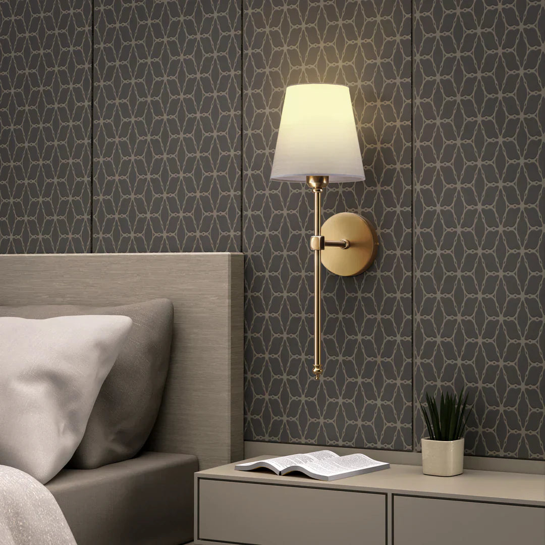 Kabellose Wandlampe mit Akku, E27, Fernbedienung, Stoffschirm