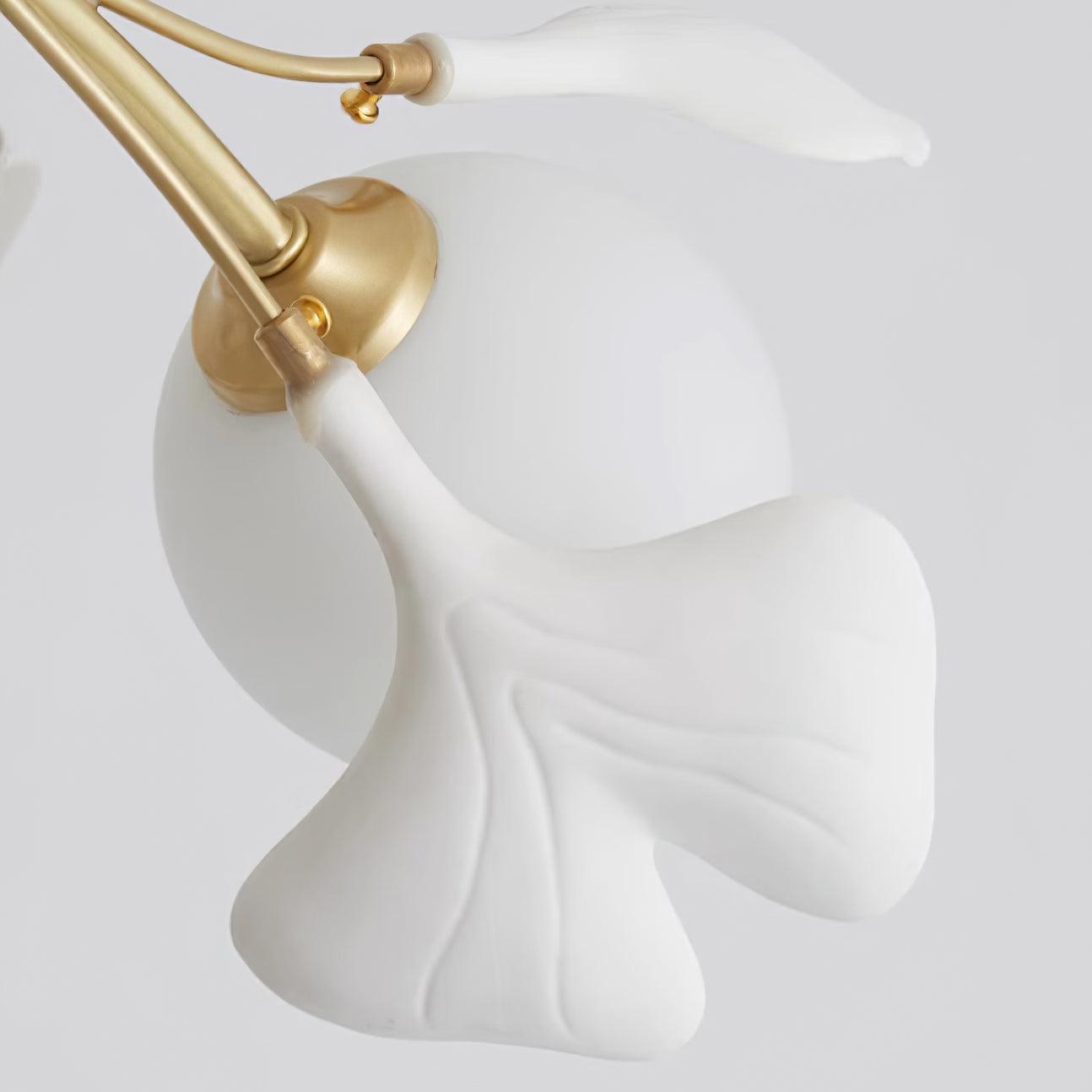 Kronleuchter Ginkgo Keramik, Design Deckenleuchte Messing 6–12 Flammig