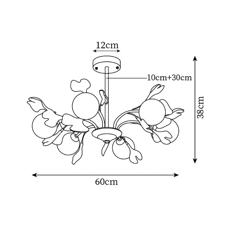 Kronleuchter Ginkgo Keramik, Design Deckenleuchte Messing 6–12 Flammig