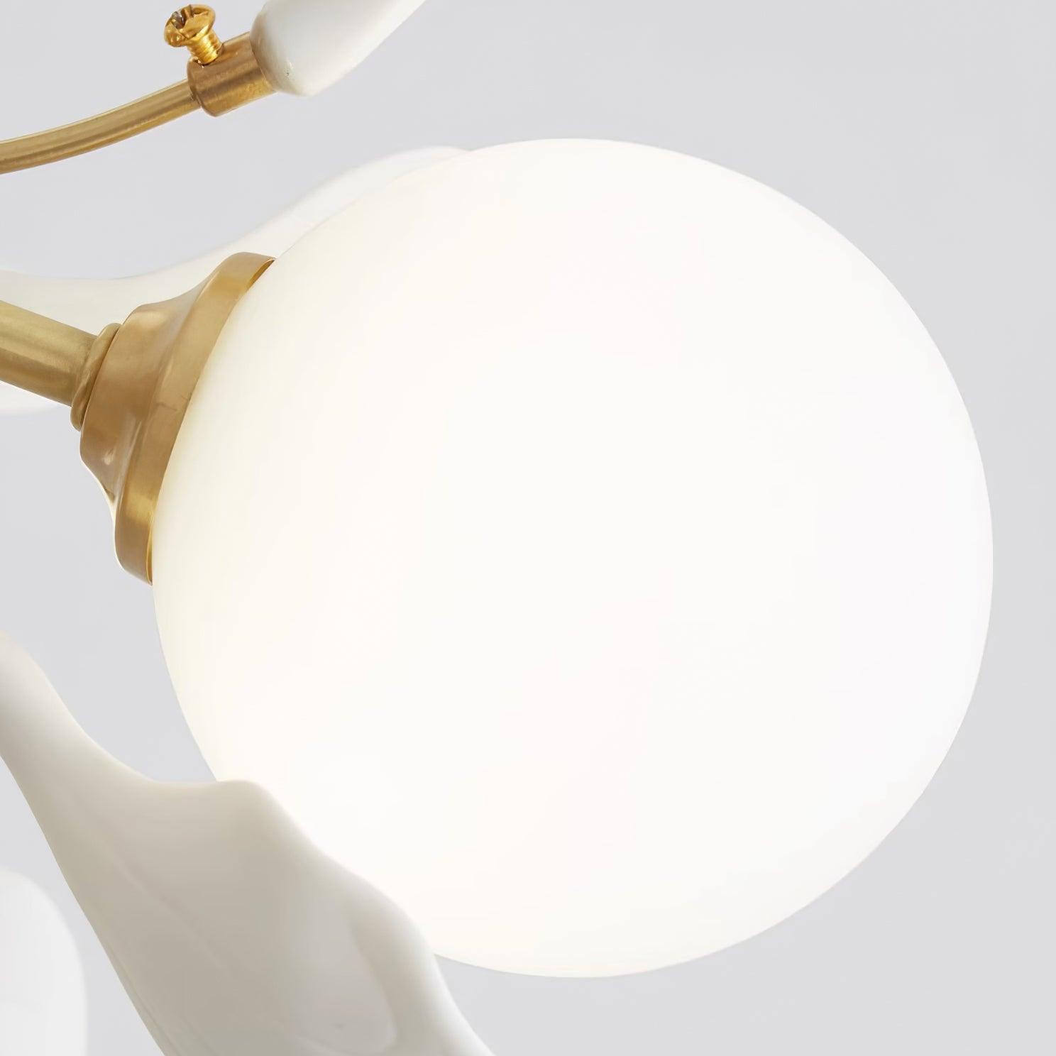 Kronleuchter Ginkgo Keramik, Design Deckenleuchte Messing 6–12 Flammig