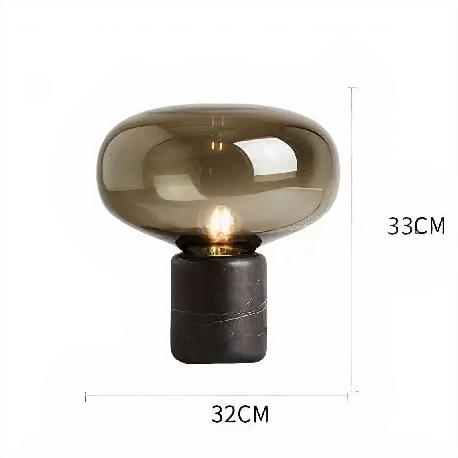 Tischlampe Amber Glas mit Marmor, Warmes Licht, E27