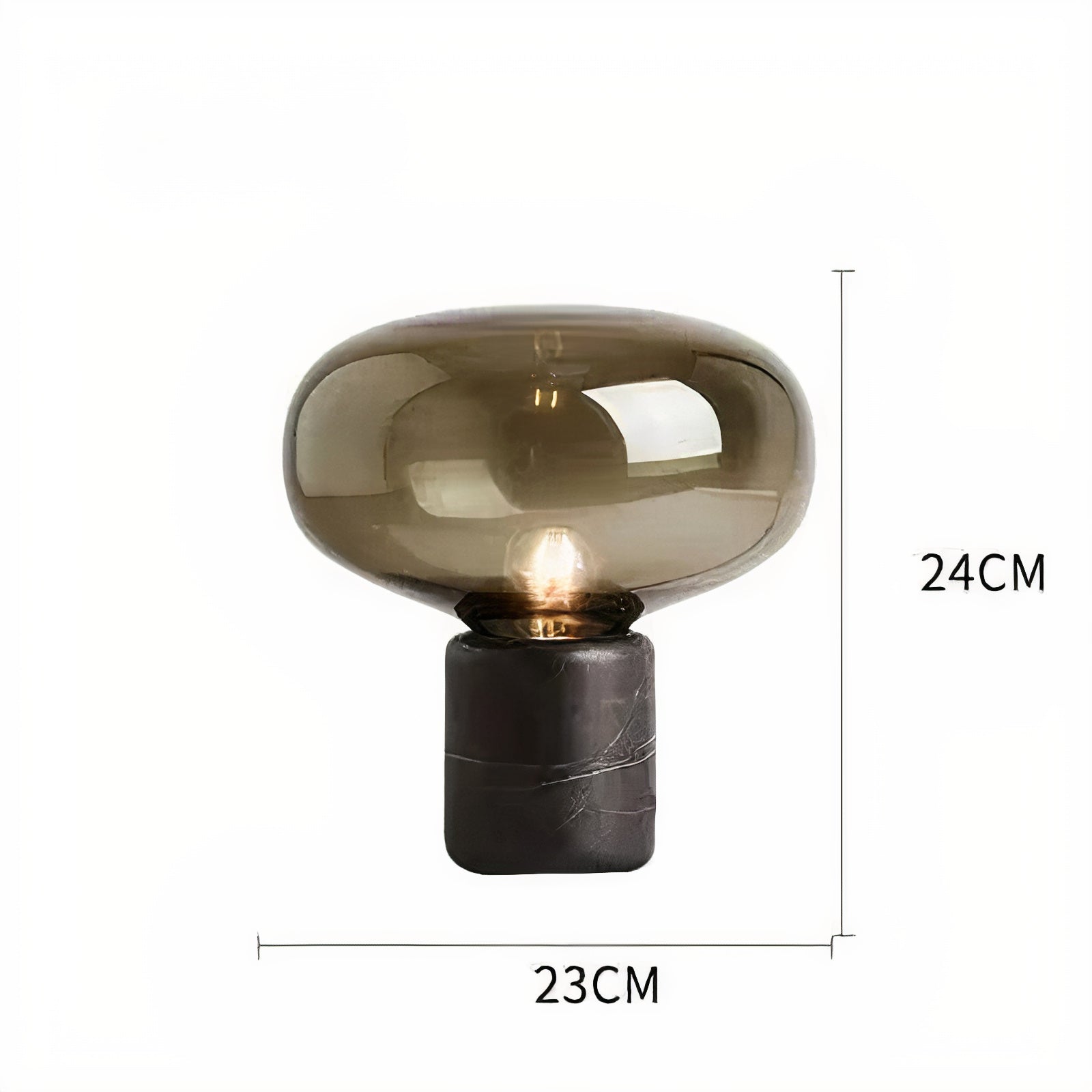 Tischlampe Amber Glas mit Marmor, Warmes Licht, E27