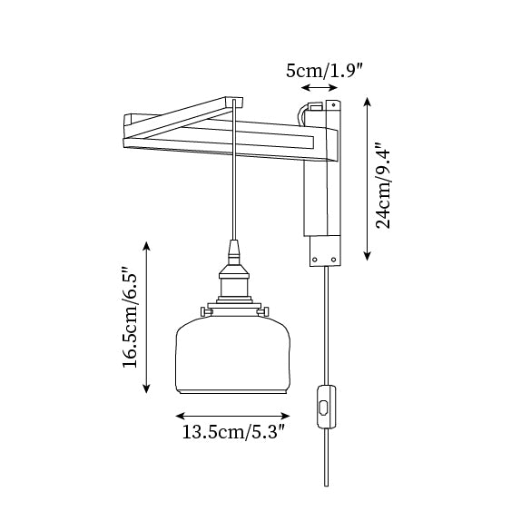Vintage Wandlampe Plug In, Glas Messing Design Dimmbar