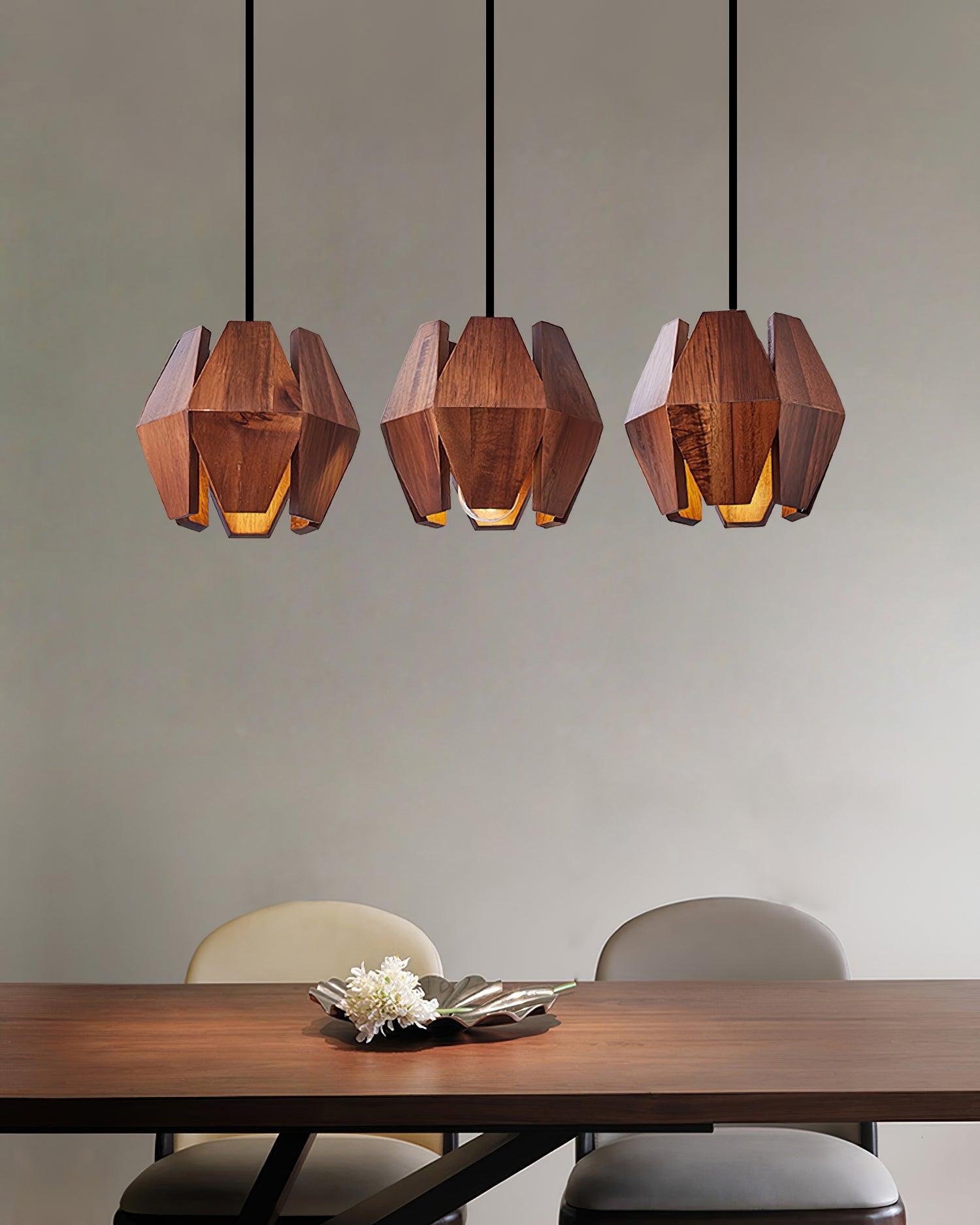Holz Pendelleuchte Rund Ø35 cm, Dimmbar Modern