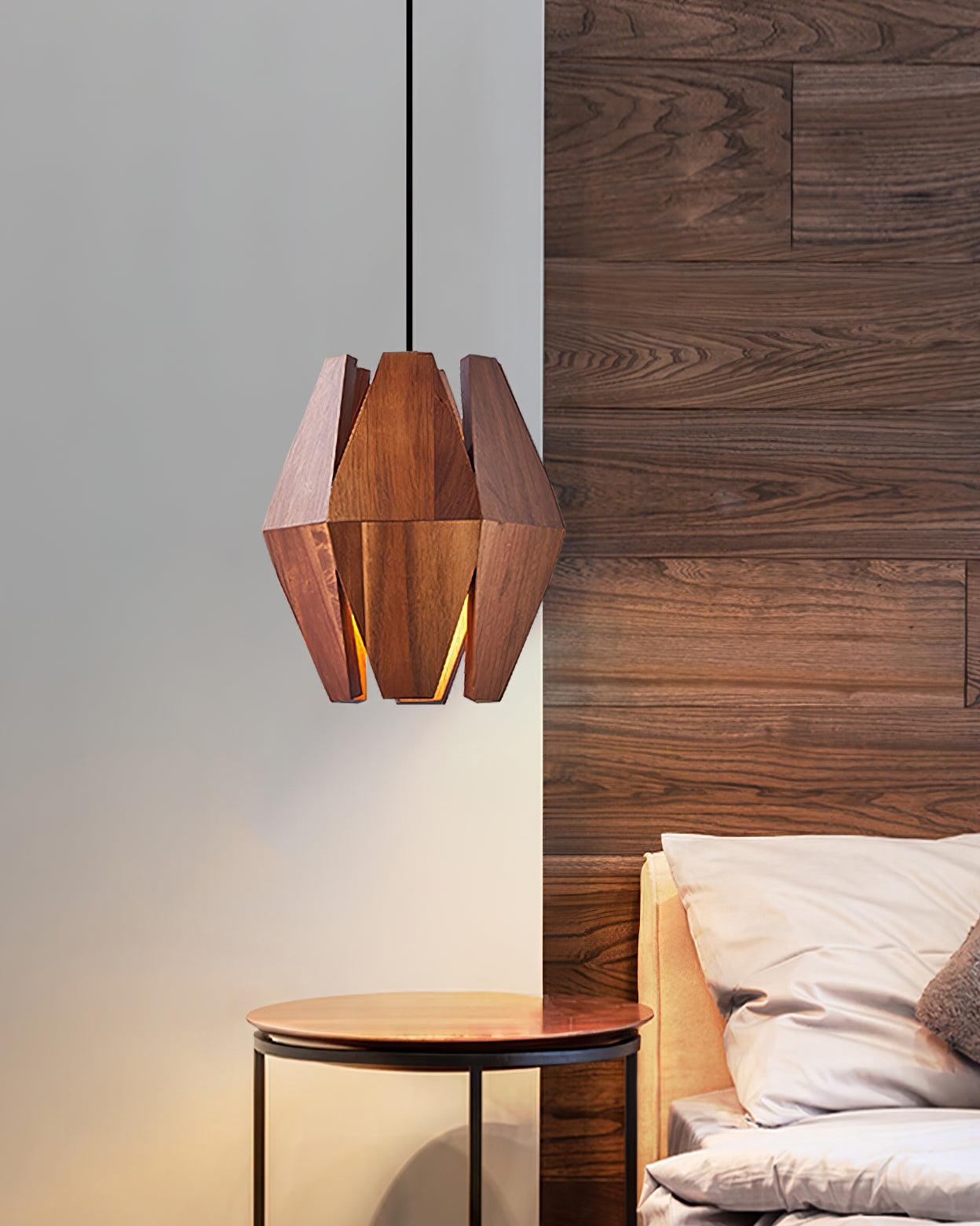 Holz Pendelleuchte Rund Ø35 cm, Dimmbar Modern
