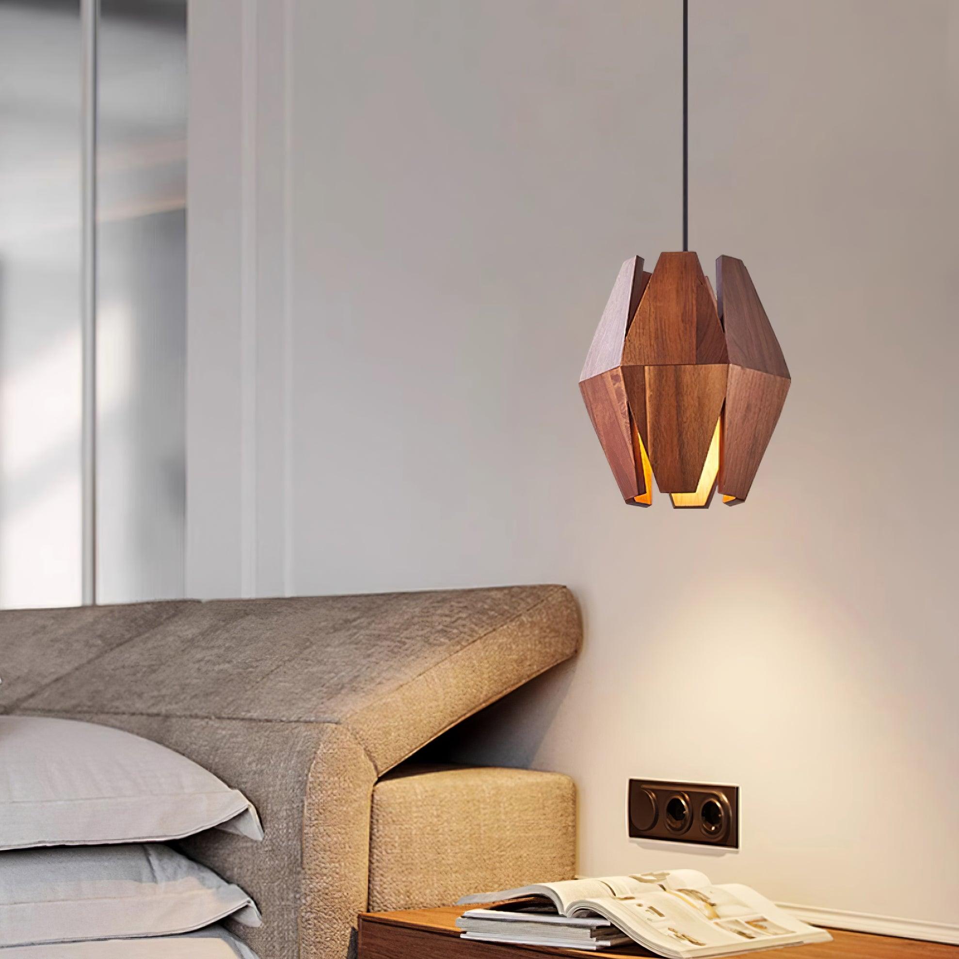 Holz Pendelleuchte Rund Ø35 cm, Dimmbar Modern