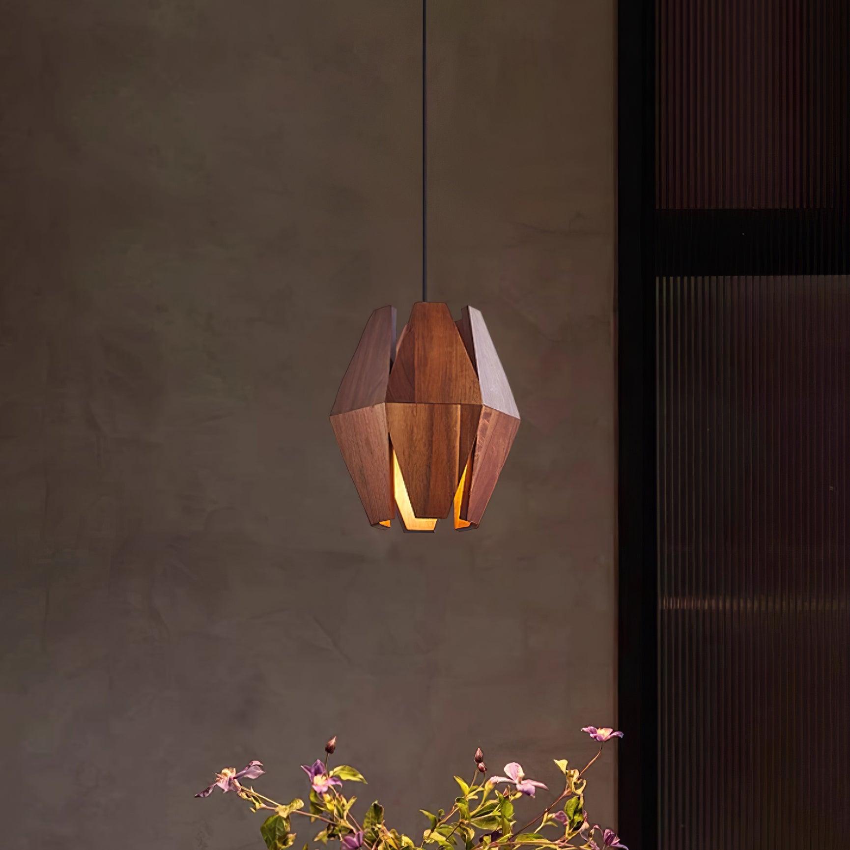 Holz Pendelleuchte Rund Ø35 cm, Dimmbar Modern