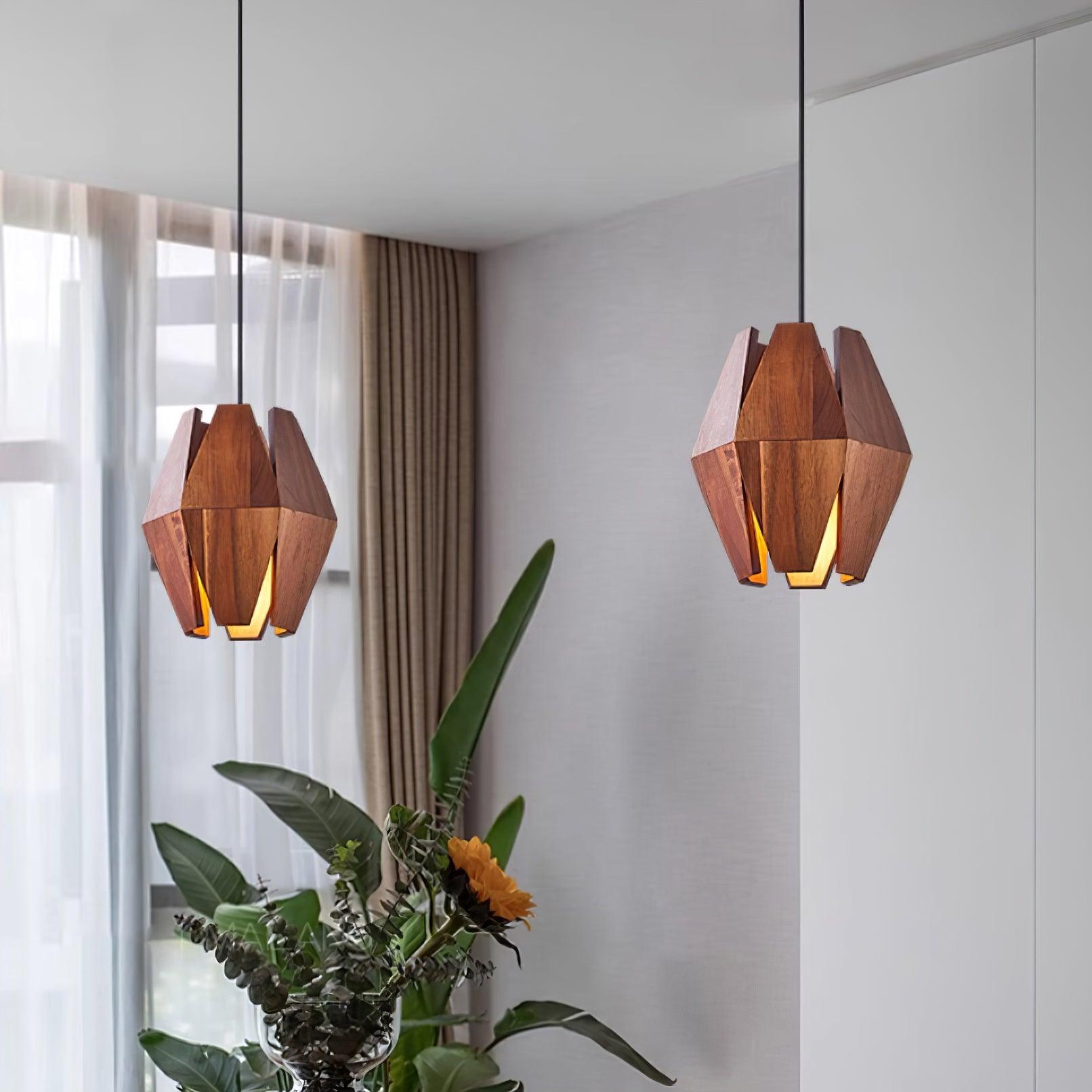 Holz Pendelleuchte Rund Ø35 cm, Dimmbar Modern