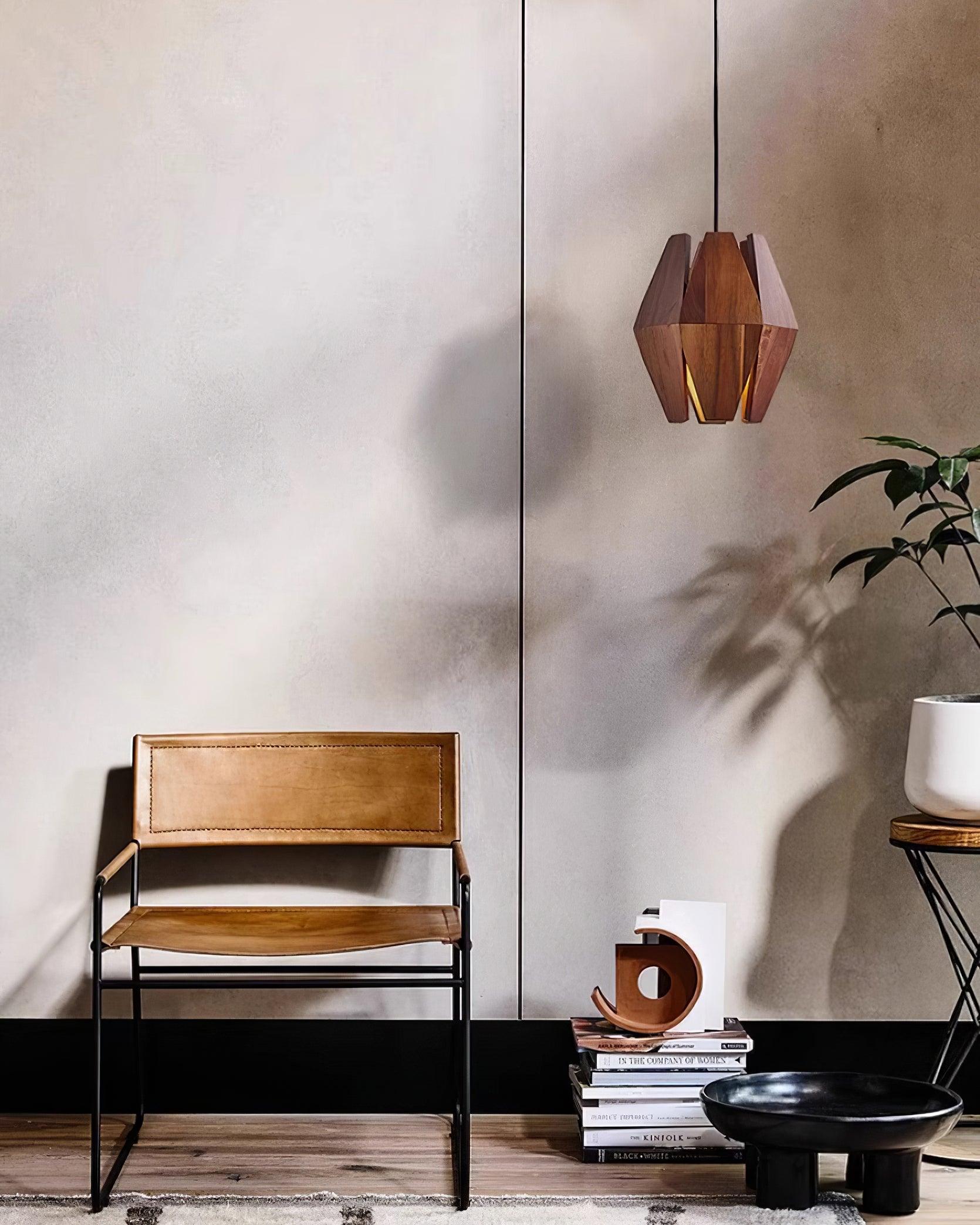 Holz Pendelleuchte Rund Ø35 cm, Dimmbar Modern