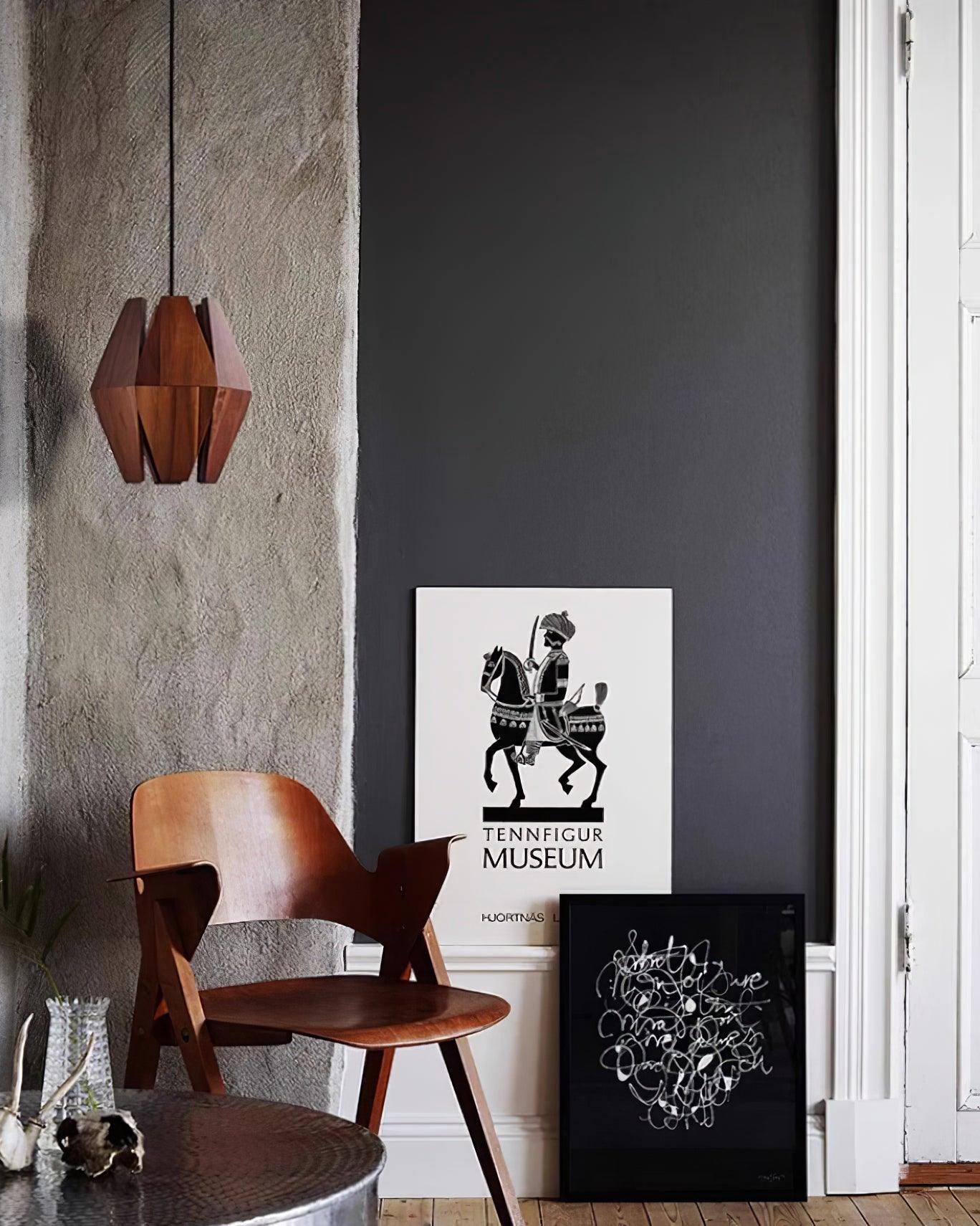 Holz Pendelleuchte Rund Ø35 cm, Dimmbar Modern