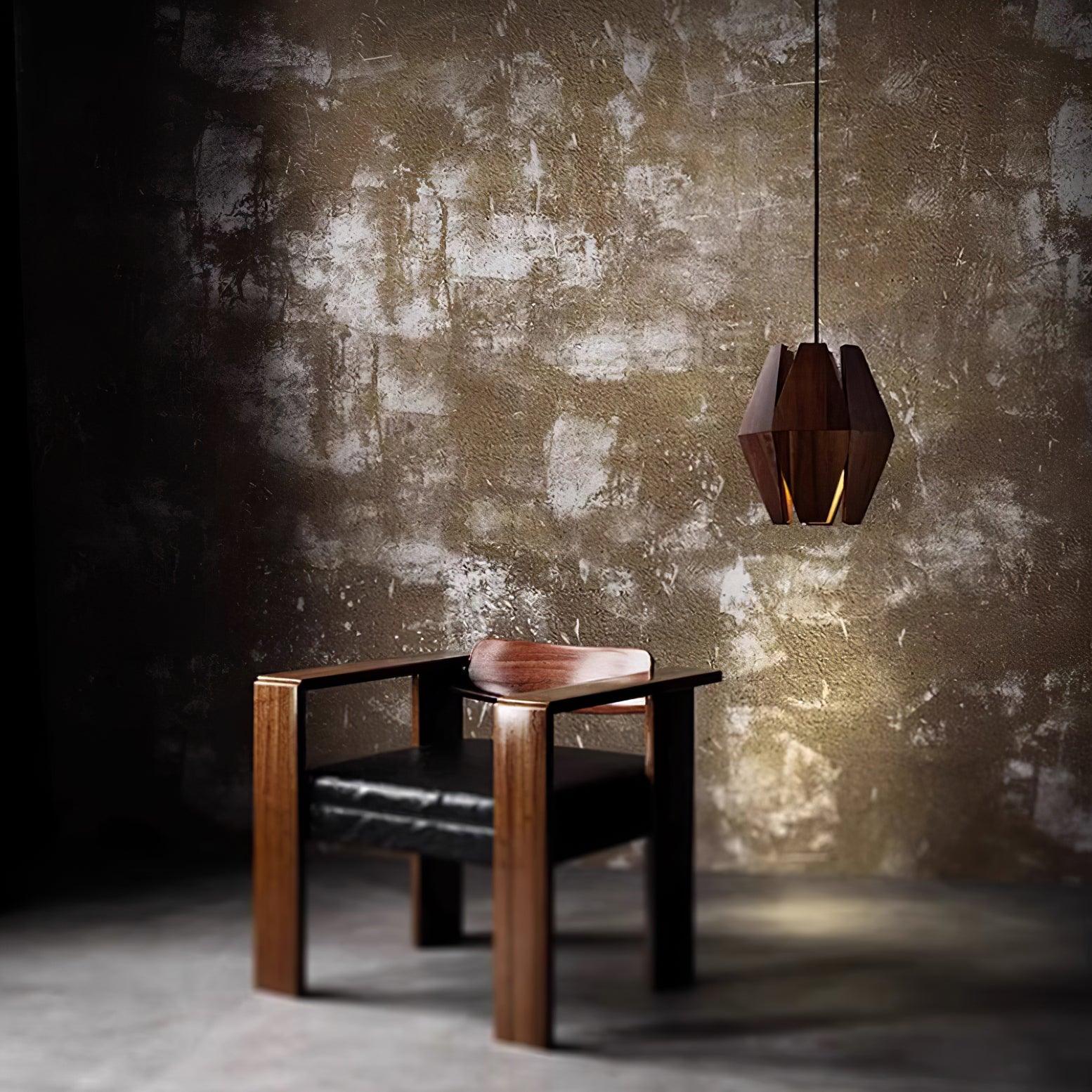 Holz Pendelleuchte Rund Ø35 cm, Dimmbar Modern