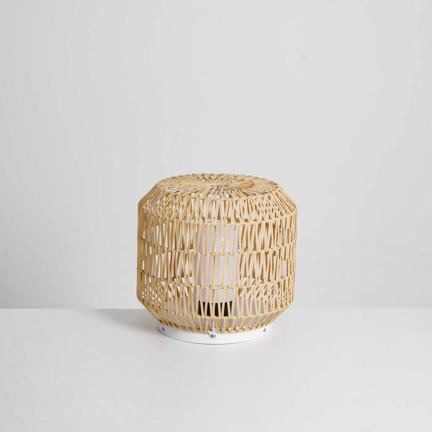 Rattan Outdoor Tischleuchte, Wetterfestes Boho Design Dimmbar
