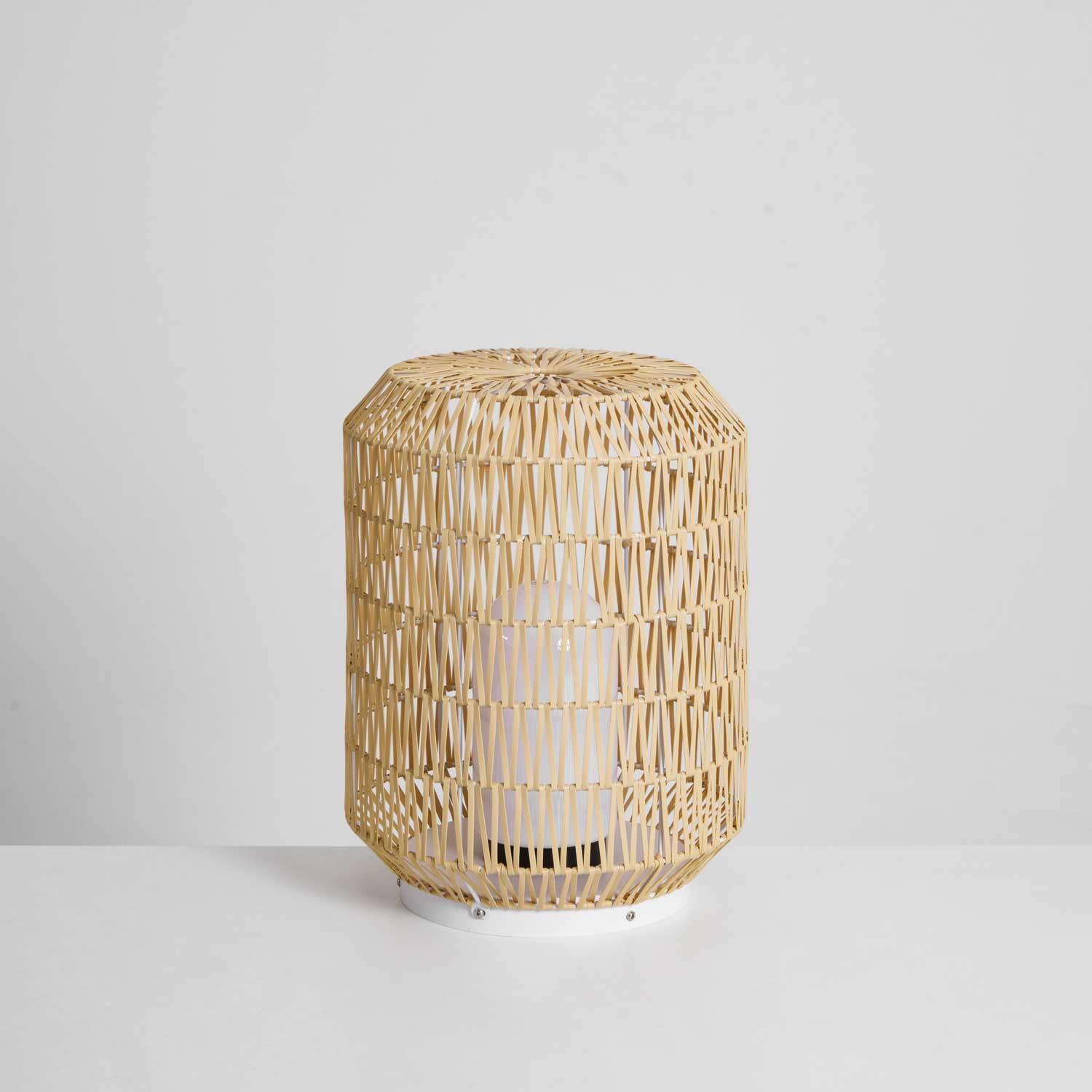 Rattan Outdoor Tischleuchte, Wetterfestes Boho Design Dimmbar