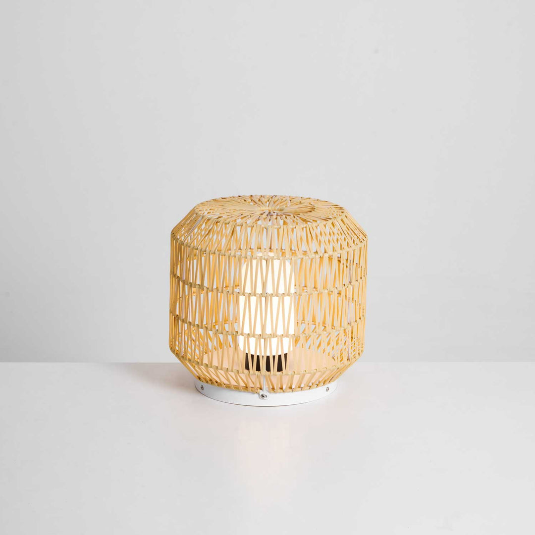 Rattan Outdoor Tischleuchte, Wetterfestes Boho Design Dimmbar