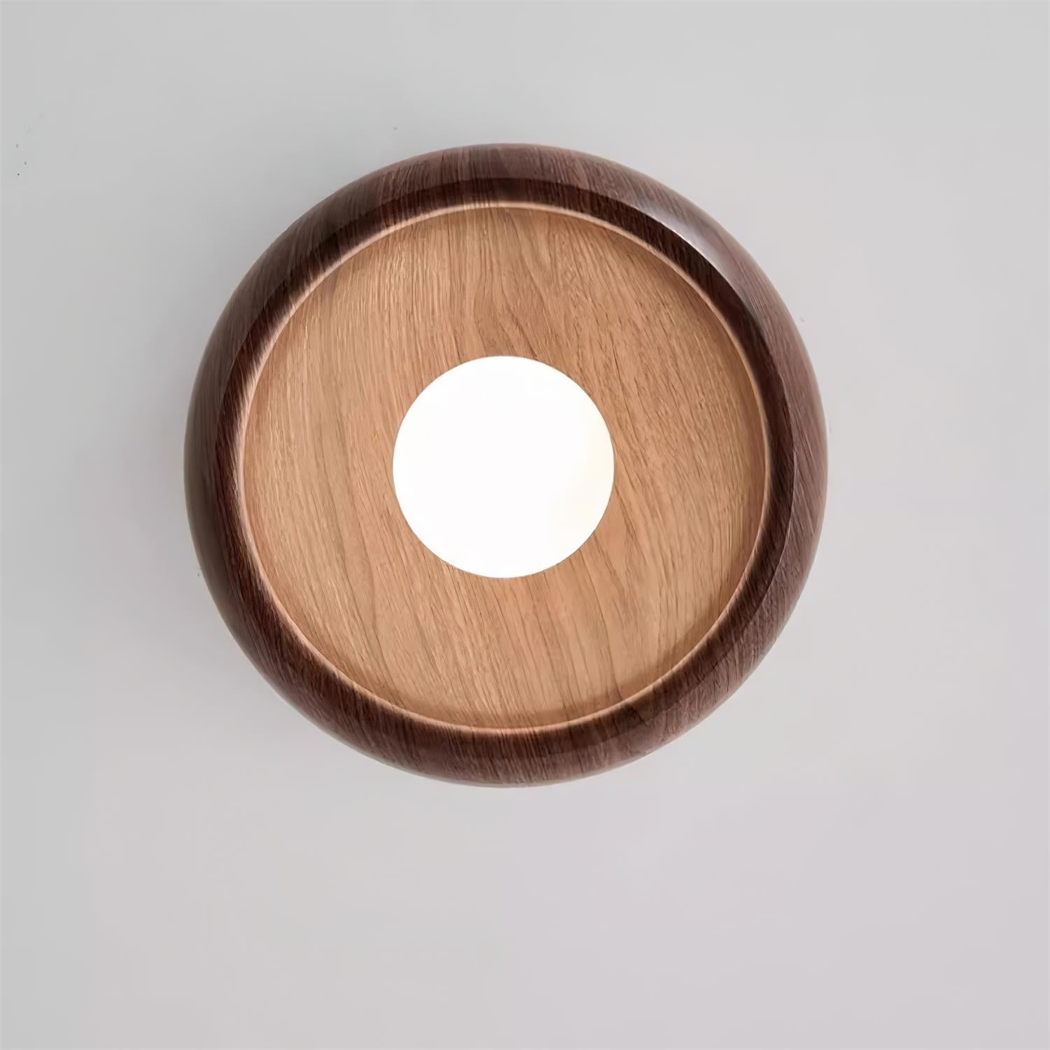 LED Deckenleuchte Rund Ø30 cm, Flach mit Holzoptik
