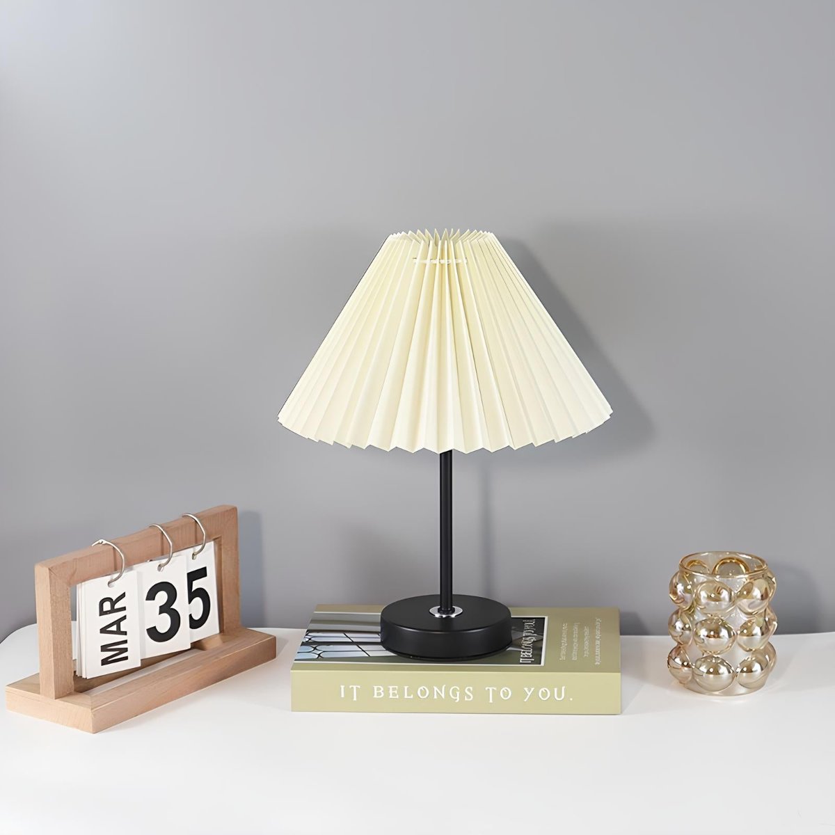 LED Tischlampe Stoffschirm dimmbar, Tischleuchte USB