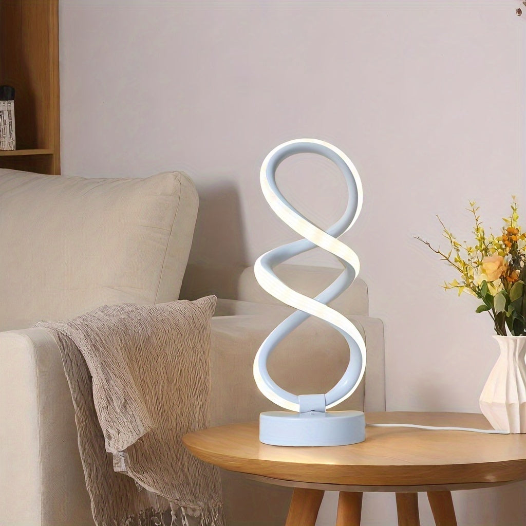 LED Tischlampe modern, Spiral Design, 3 Lichtfarben, USB