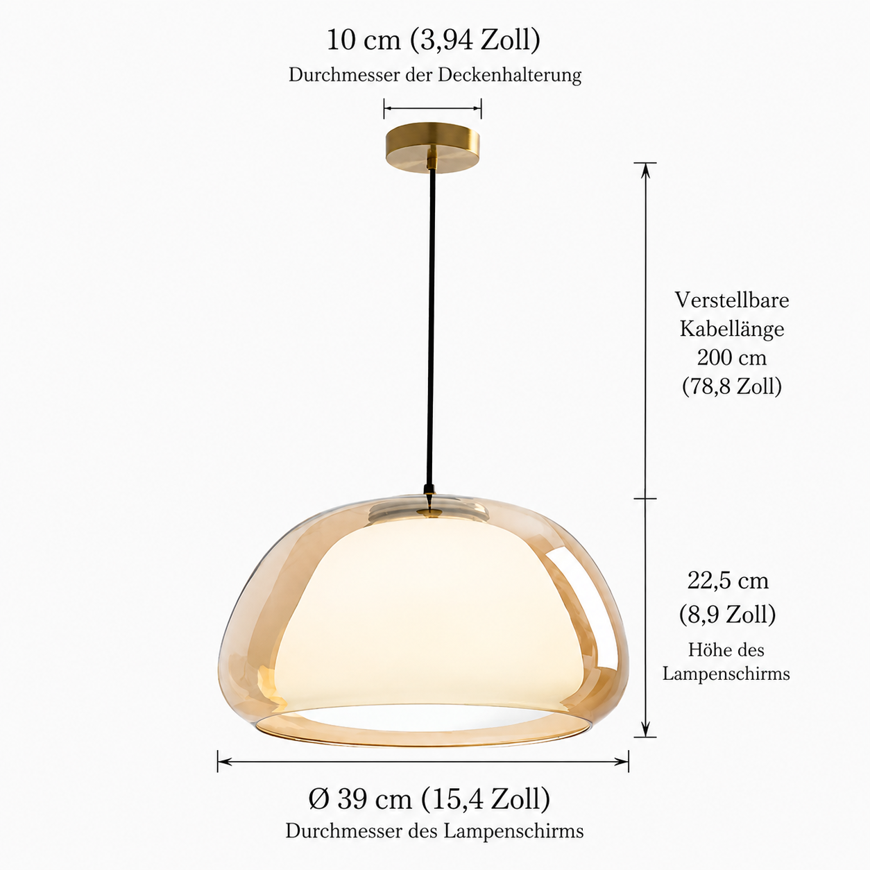 Glas Pendelleuchte rund, Moderne Hängelampe E27