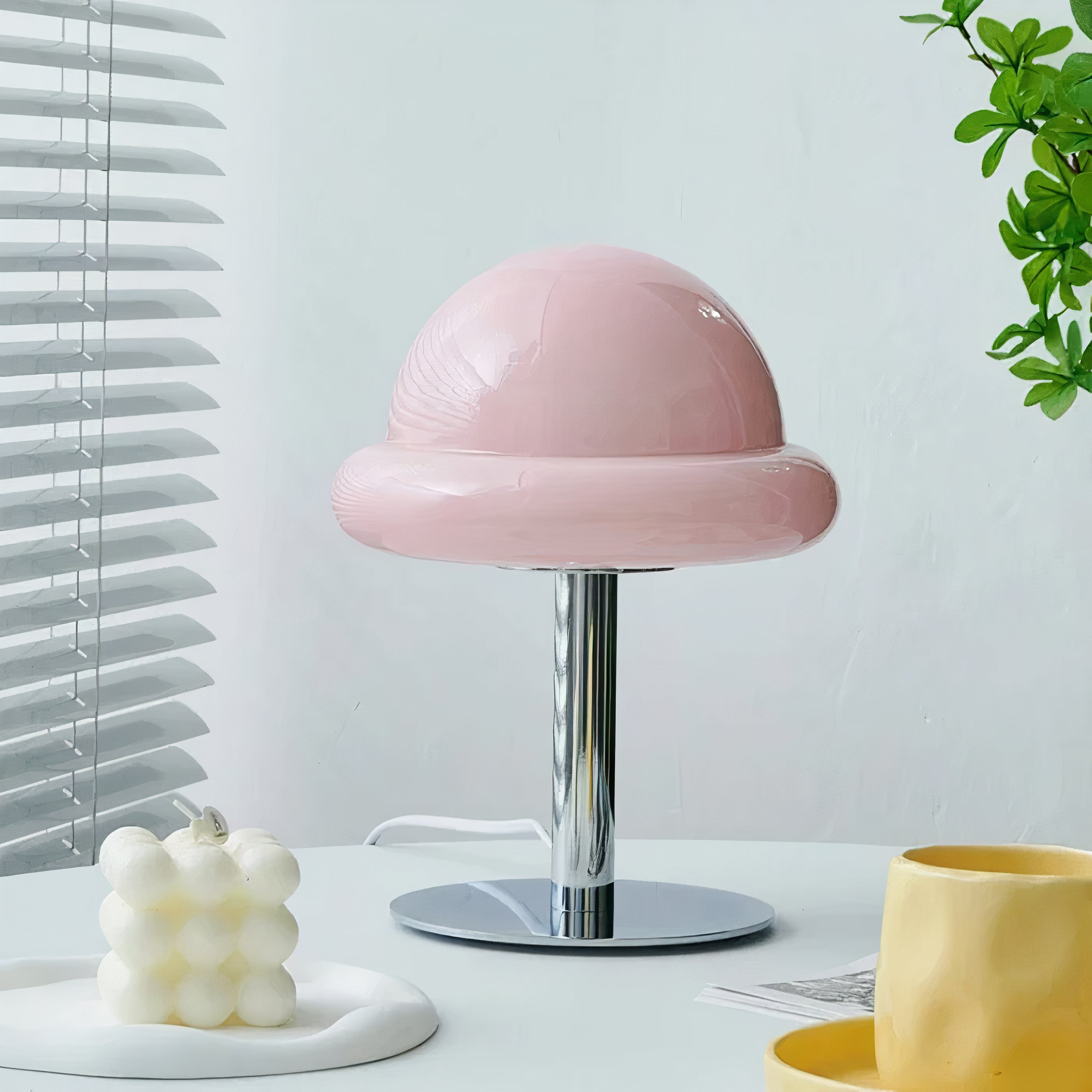 Pilz Tischlampe Glas, Bauhaus Mid-Century Design, LED E27