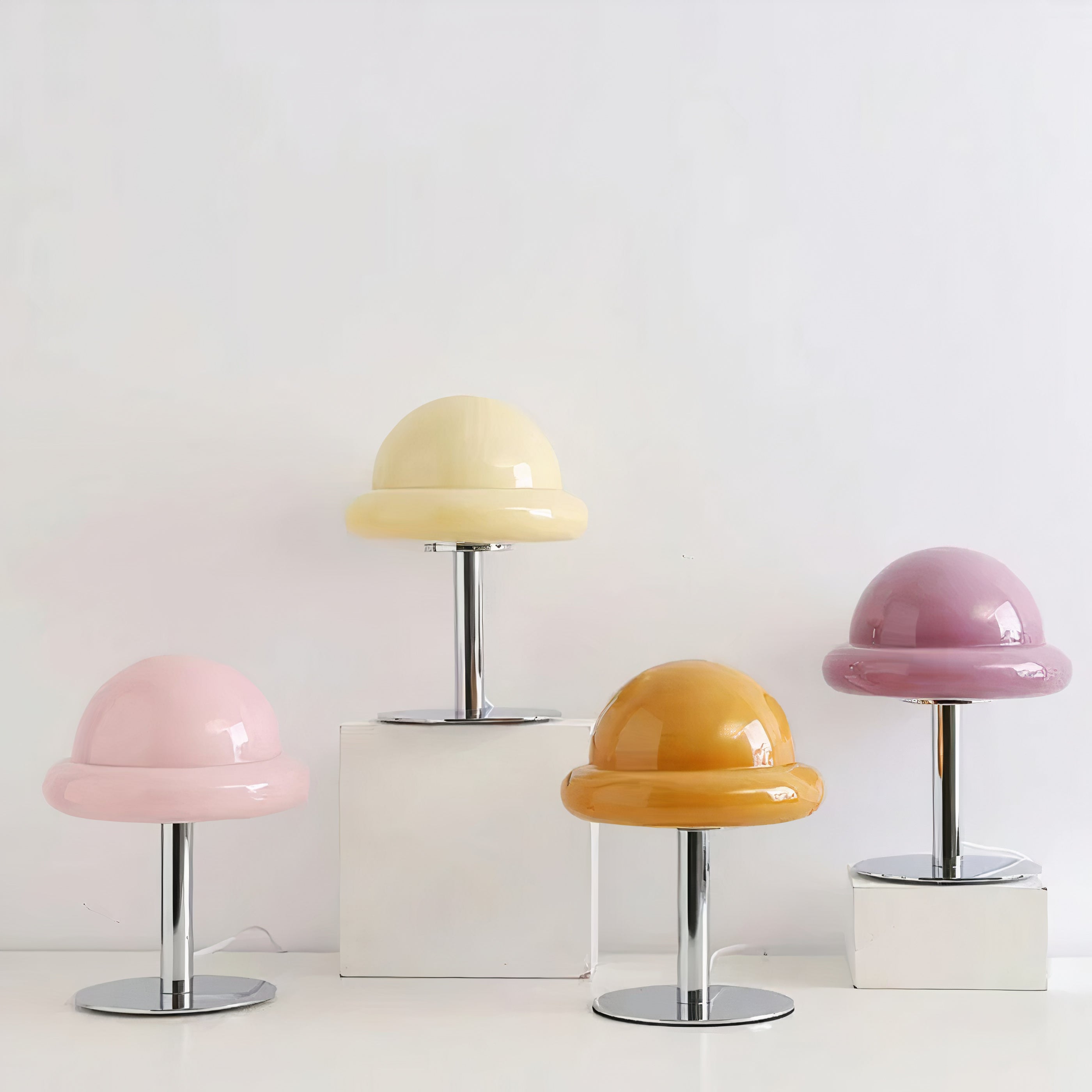Pilz Tischlampe Glas, Bauhaus Mid-Century Design, LED E27