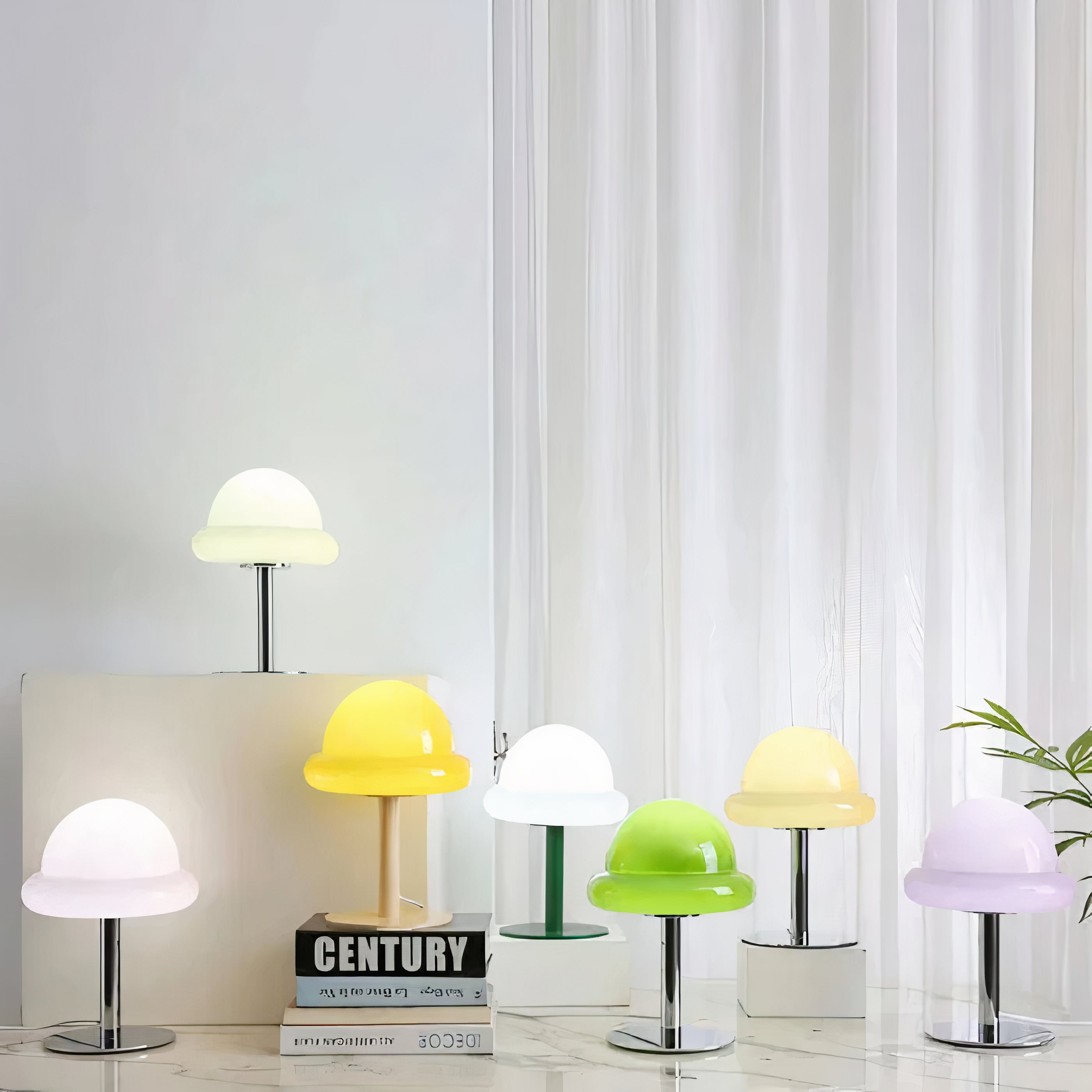 Pilz Tischlampe Glas, Bauhaus Mid-Century Design, LED E27