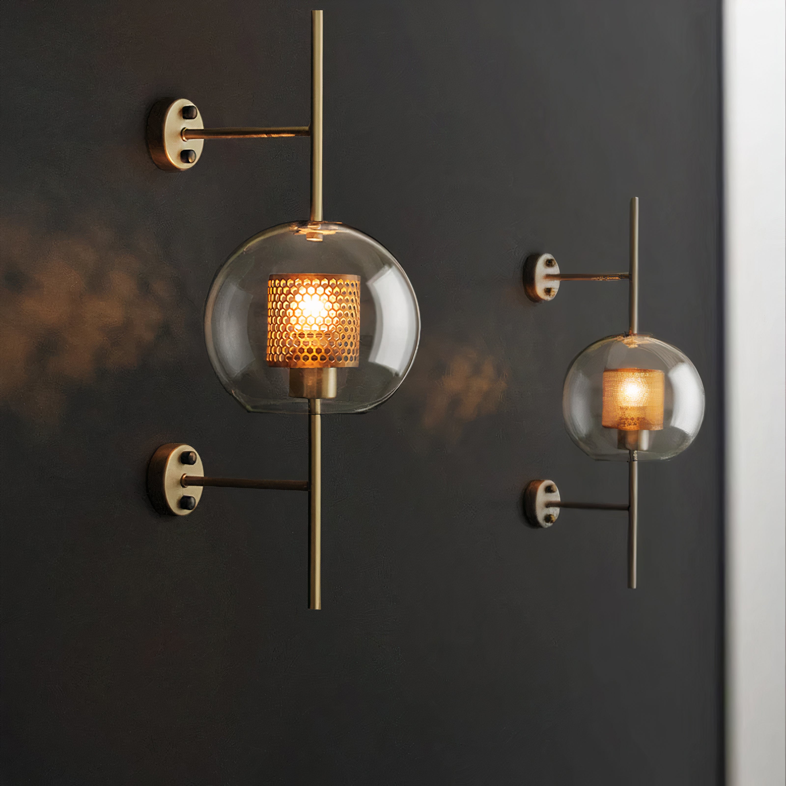 Moderne Wandlampe Metall Glas – Zylinder oder Kugel, nordisches Design