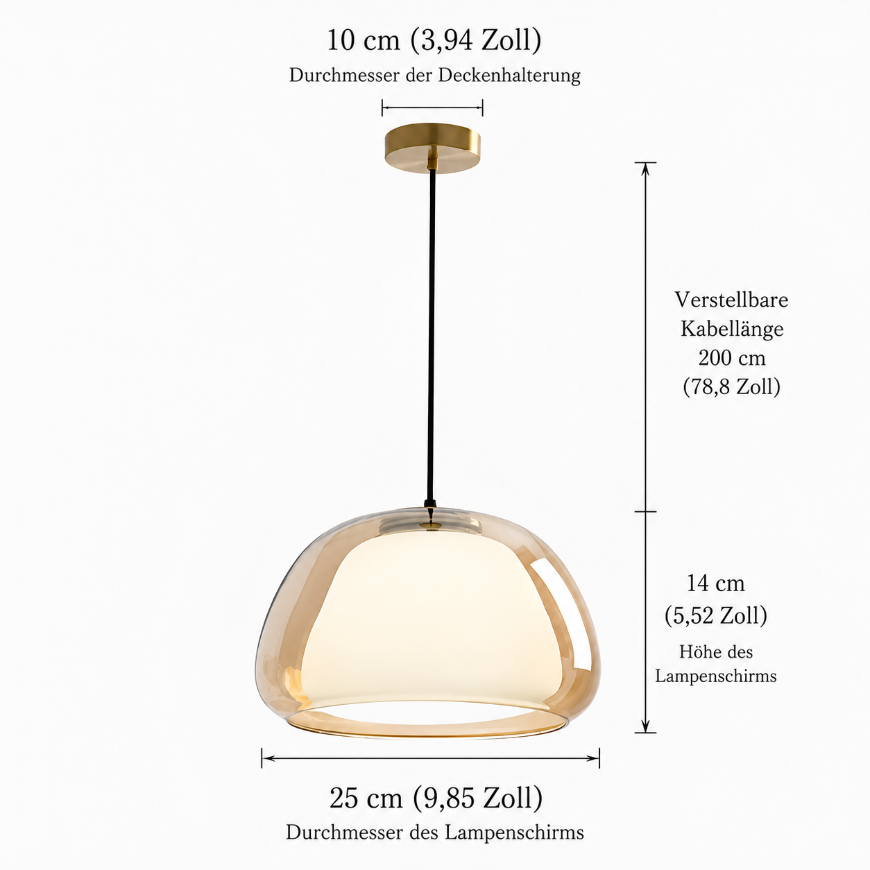 Glas Pendelleuchte rund, Moderne Hängelampe E27