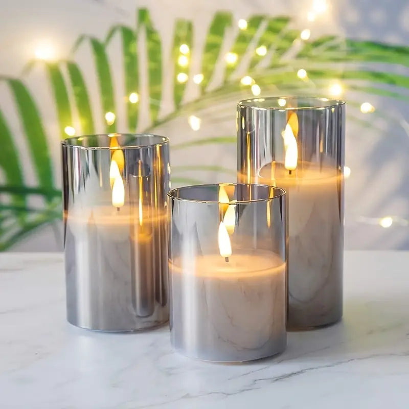 LED Kerzen Set, 3 Stück, mit Fernbedienung, Flammeneffekt
